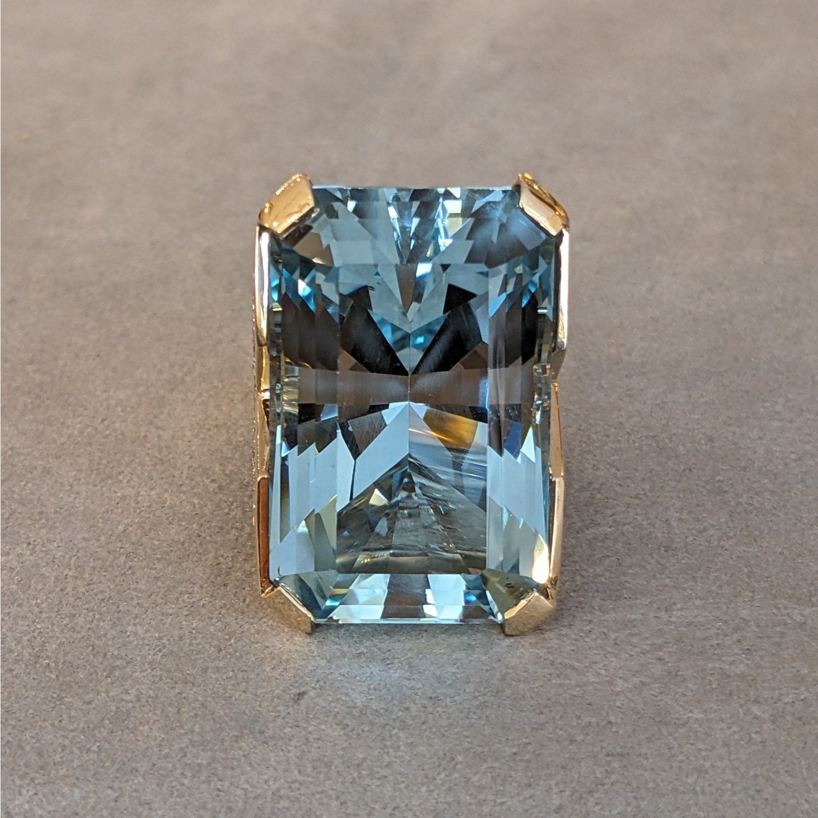 62 ct Aquamarine and Diamond Cocktail Ring in 14k Yellow Gold