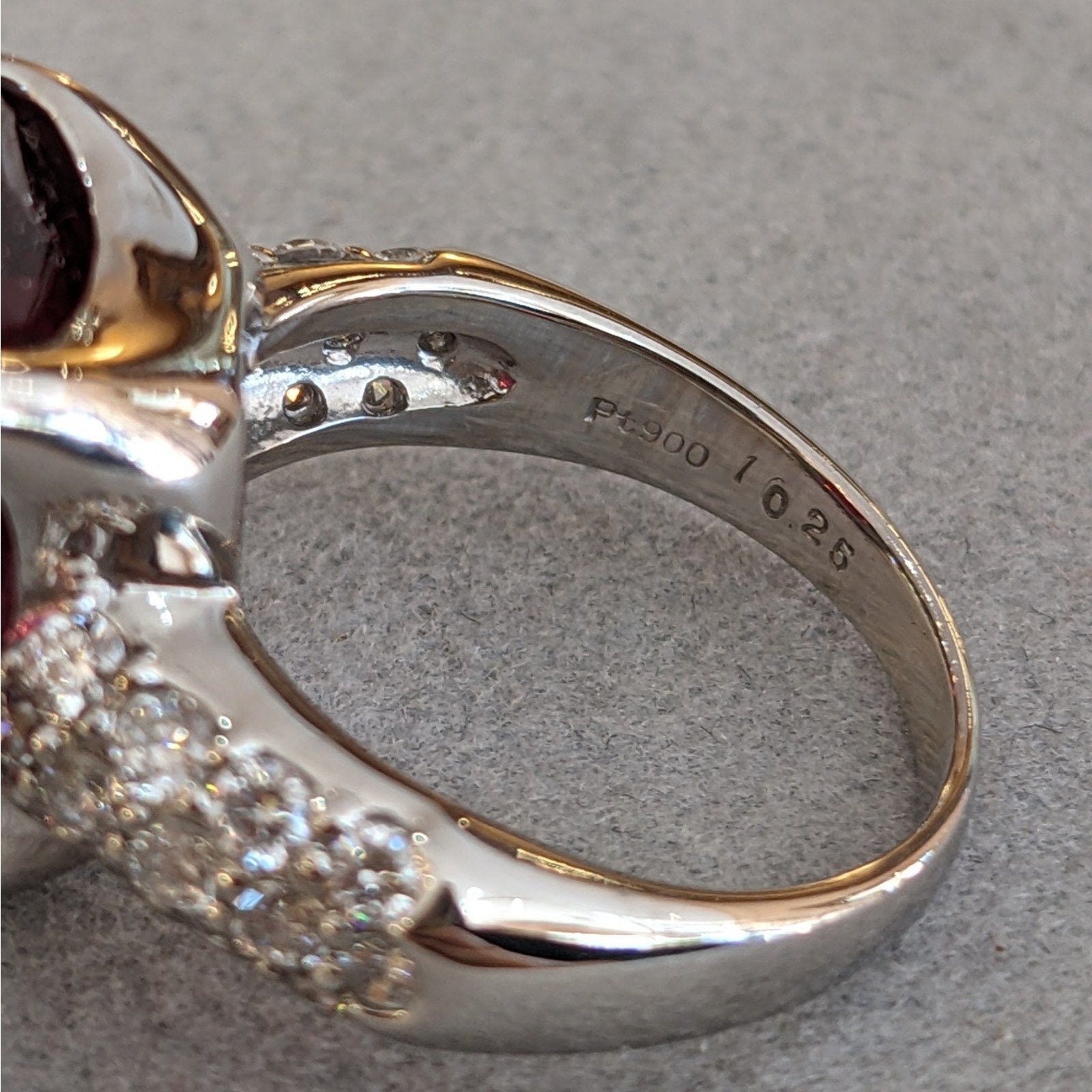 GIA 10.25ct Oval Rubellite Cocktail Ring with Diamonds in Platinum