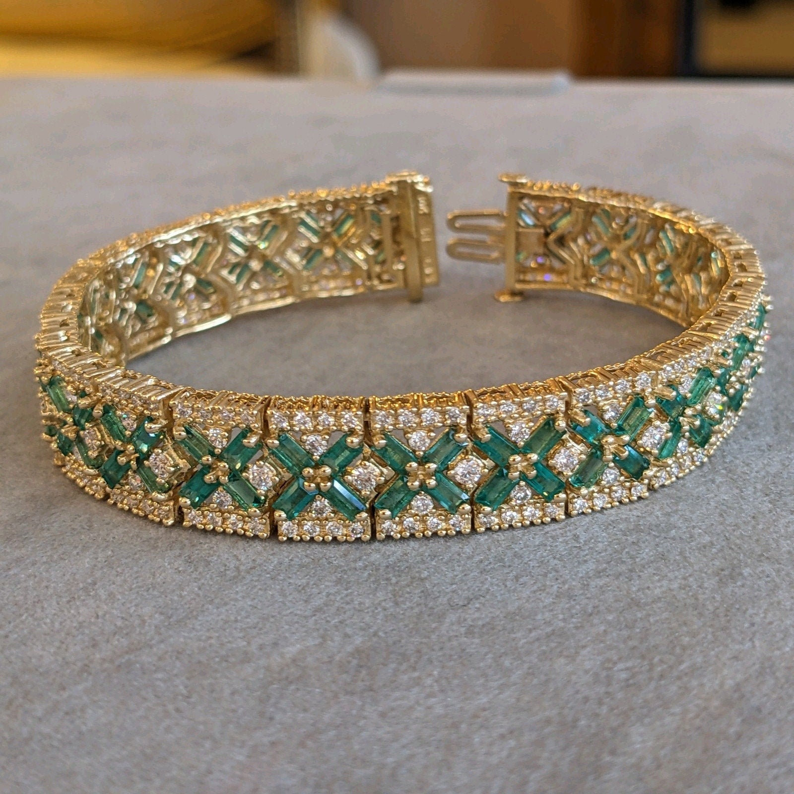 EFFY Emerald and Diamond Set - Necklace/Bracelet/Ring in 14k Yellow Gold