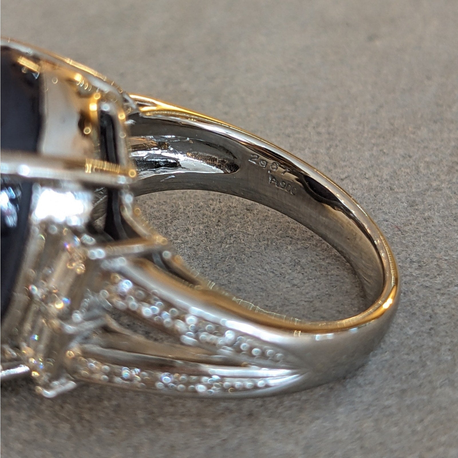 Natural Star Sapphire 29.67 carat and Diamond Ring in Platinum