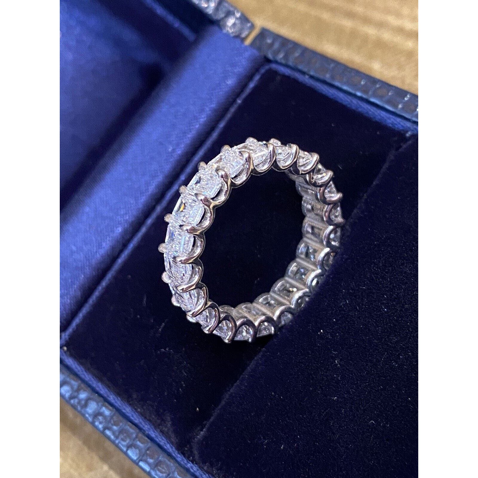 5.12 ctw Emerald Cut Diamond Eternity Band Ring in Platinum 5mm 6.25- HM2347E
