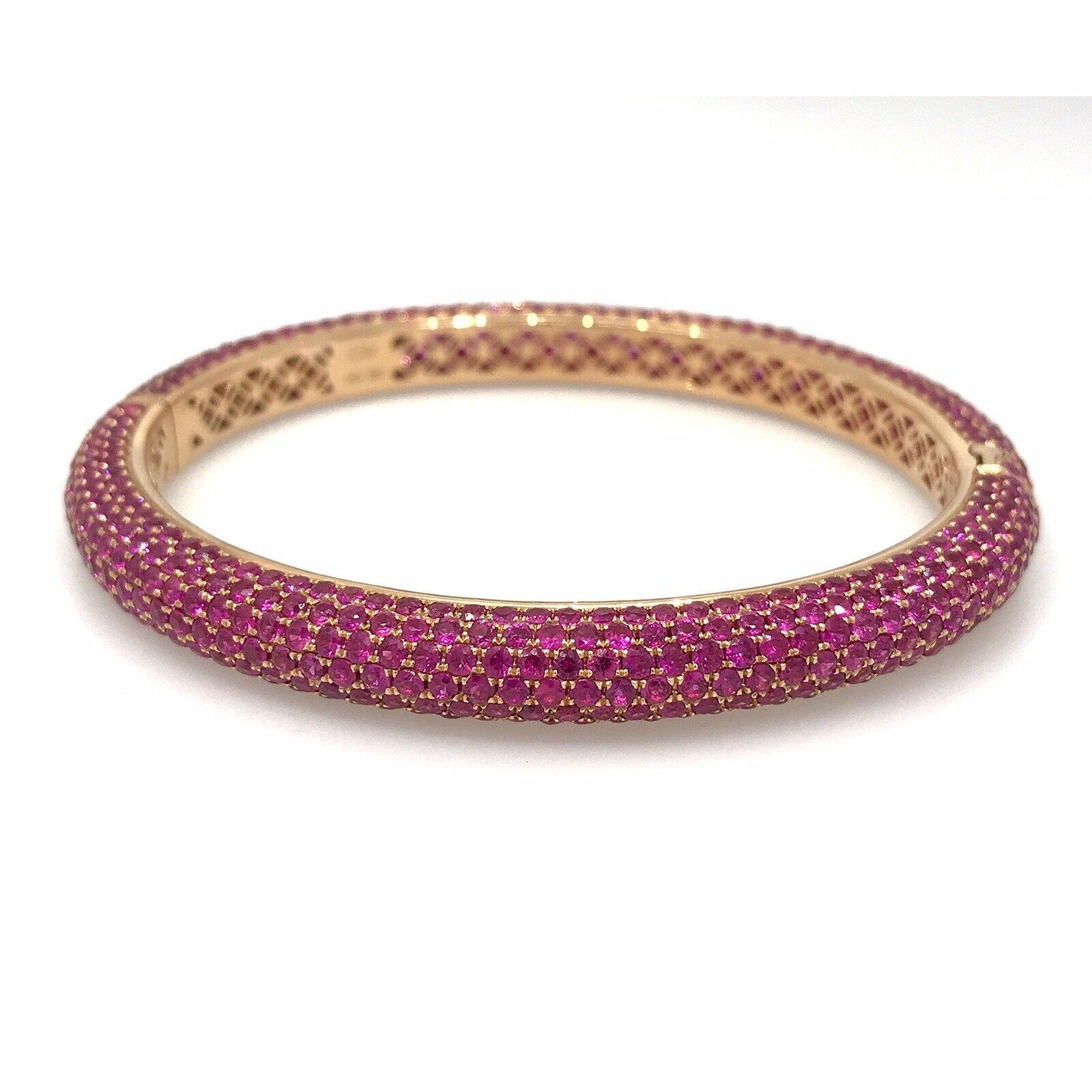 19.22 carats Ruby Pave Bangle Bracelet in 18k Rose Gold