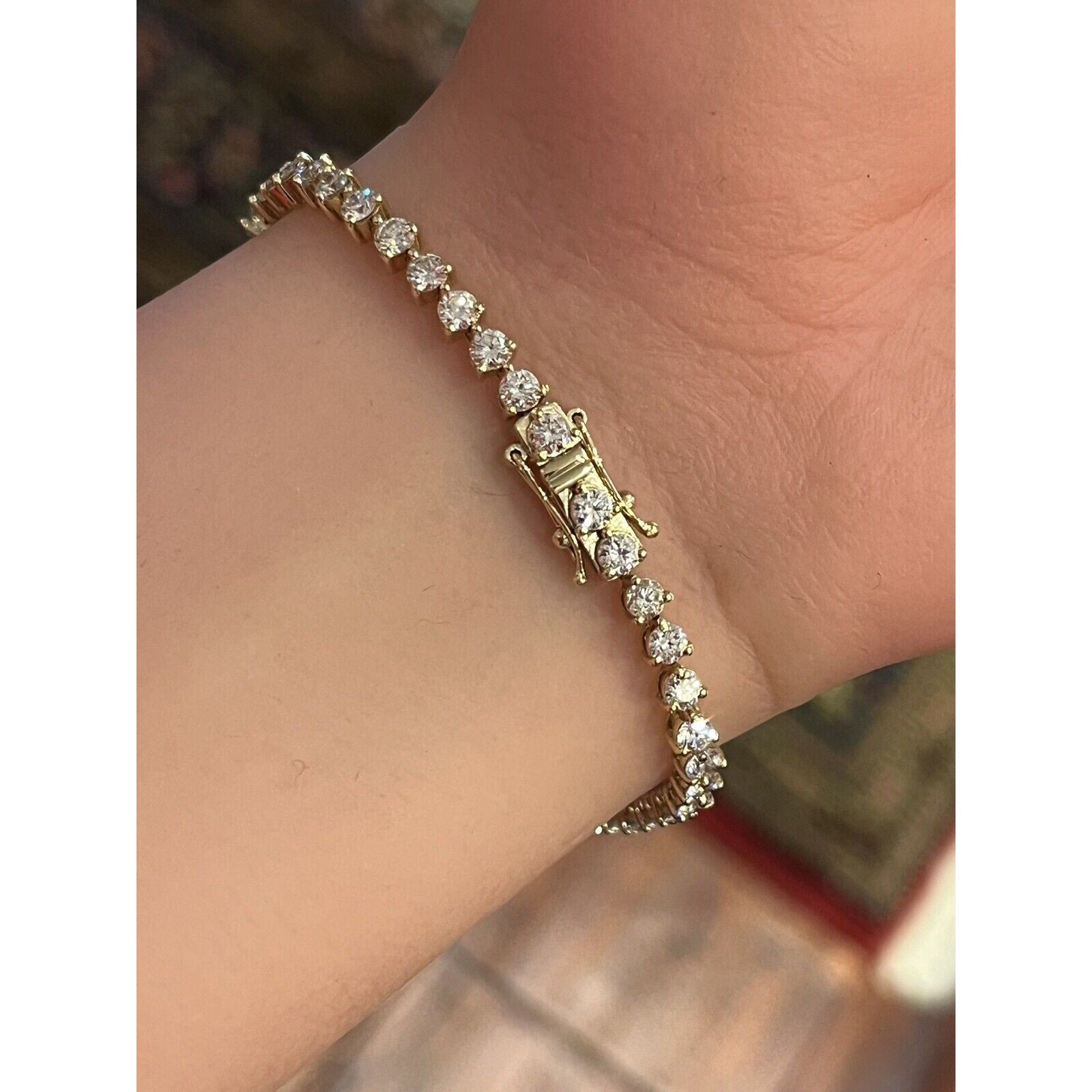 Natural Round Diamond Tennis Bracelet 4.91 cttw in 18k Yellow Gold