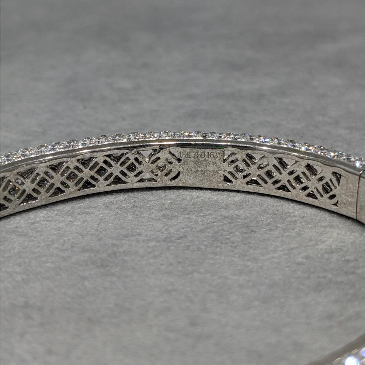 Natural Diamond Pave Bangle Bracelet 16.23 cttw in 18k White Gold