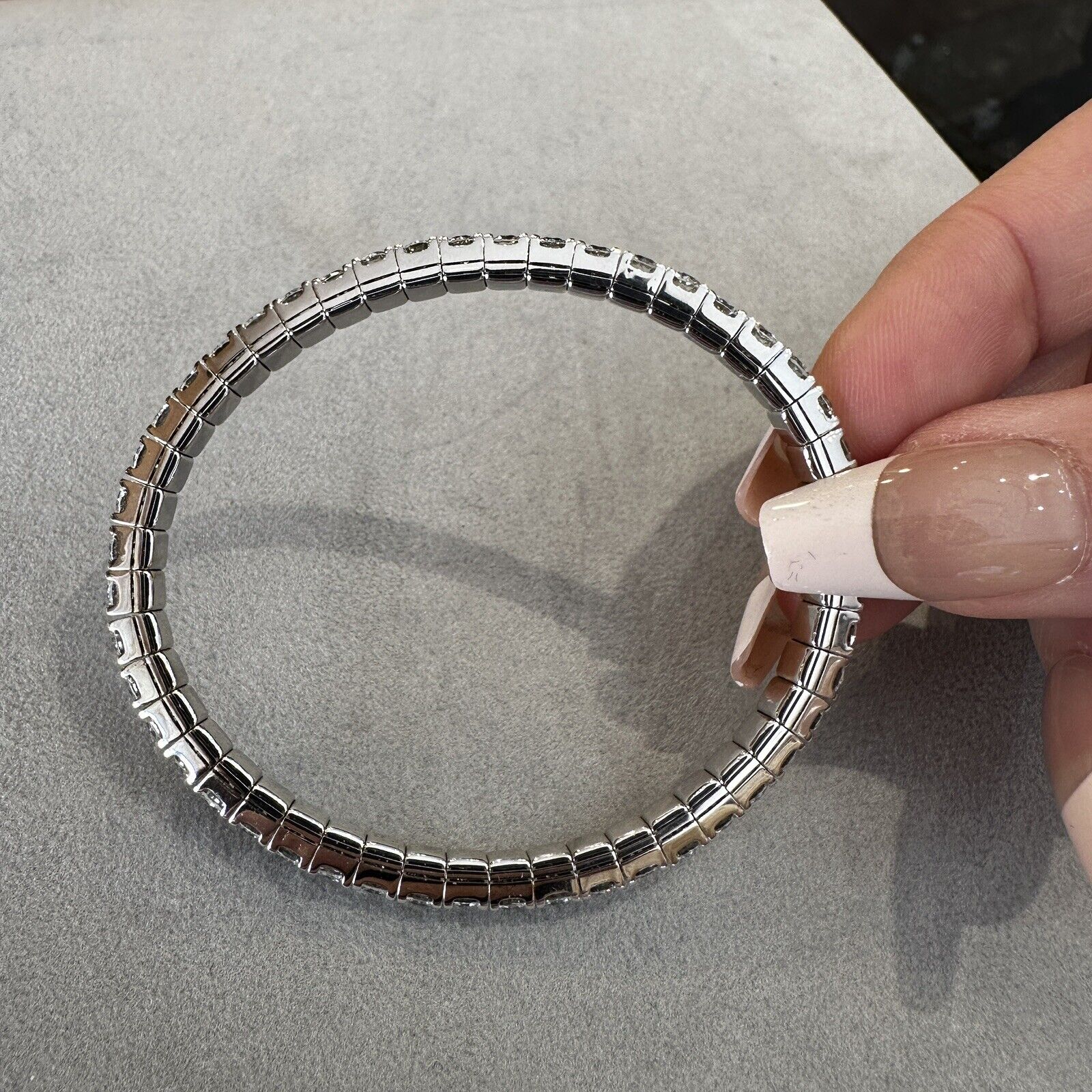 11.45 cttw Diamond Tennis Stretch Bangle Bracelet in 14k White Gold