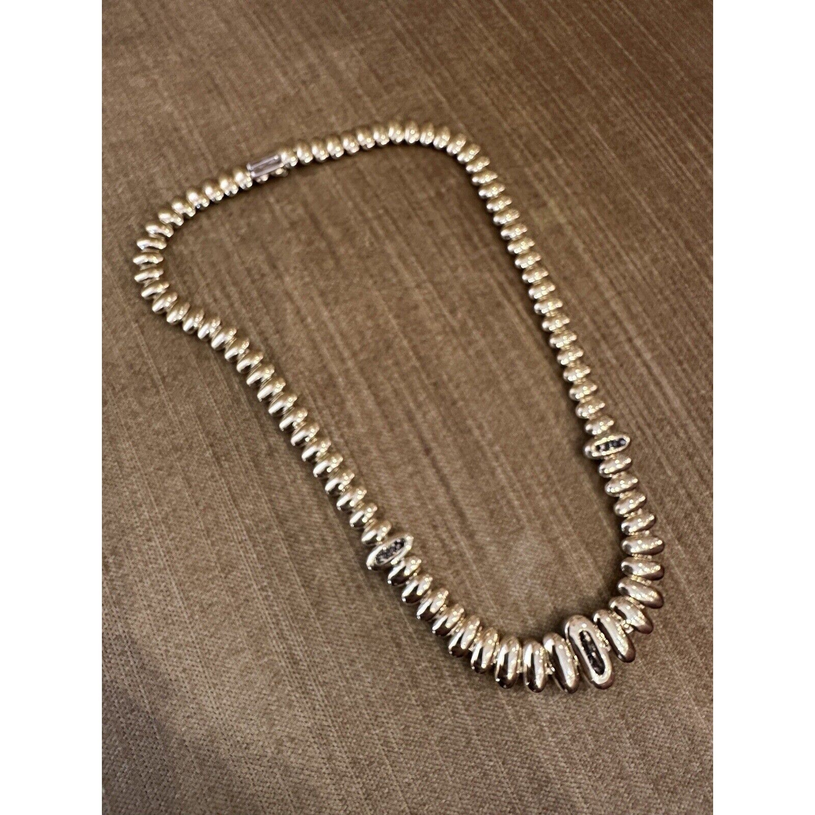 Oval Bead Link Choker Necklace with Diamond Links in 18k Yellow Gold-HM2557BV