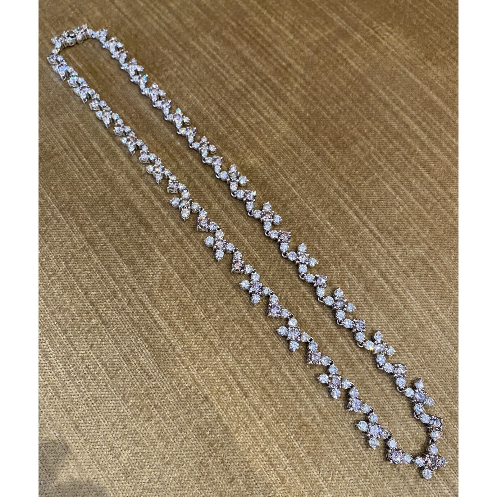 24.61 ct Champagne & White Diamond Tennis Necklace in 18k White Gold -HM2293IE