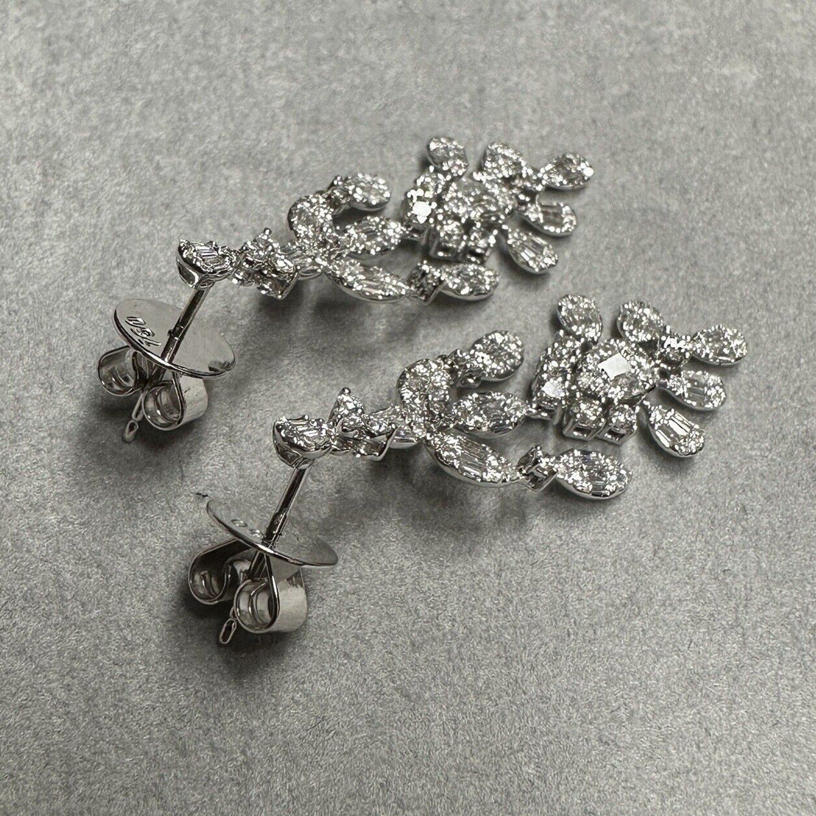 Natural Diamond Chandelier Drop Earrings 2.12 cttw in 18k White Gold