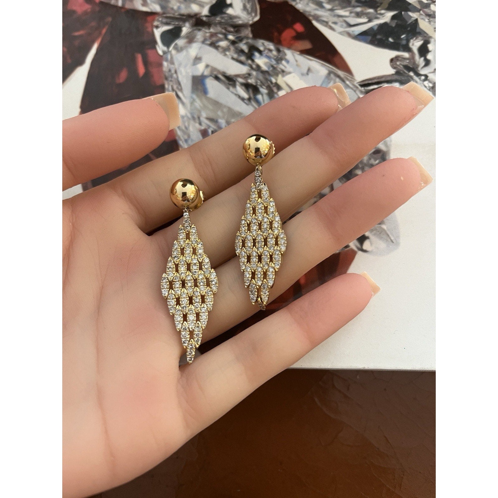 Natural Diamond Drop Earrings 1.50 cttw in 18k Yellow Gold