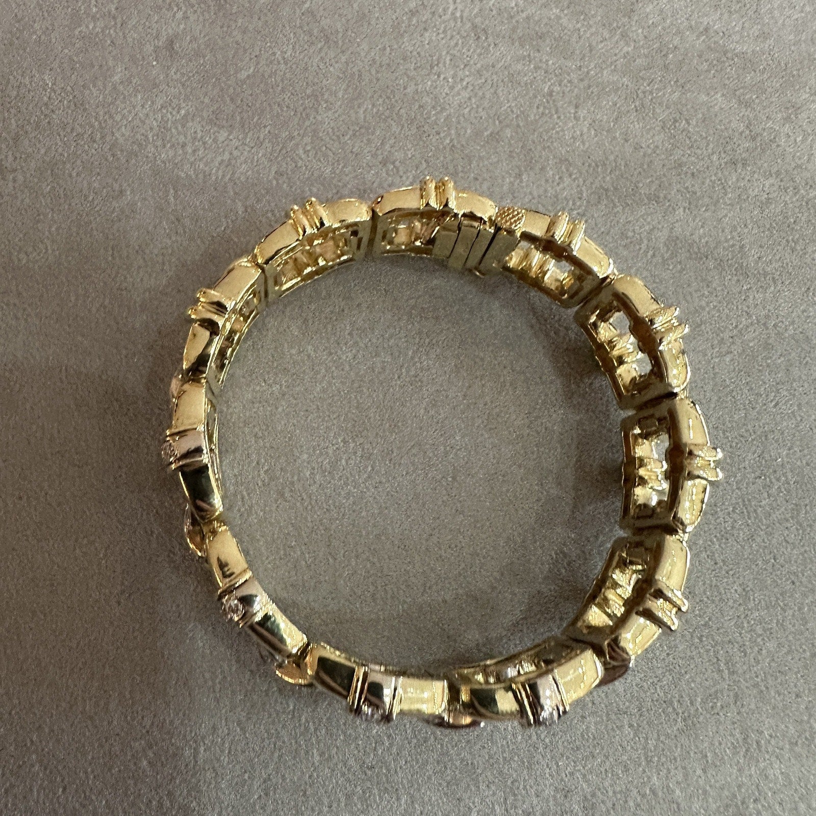 Heavy Vintage X Bracelet with Diamond Links in 18k Yellow Gold