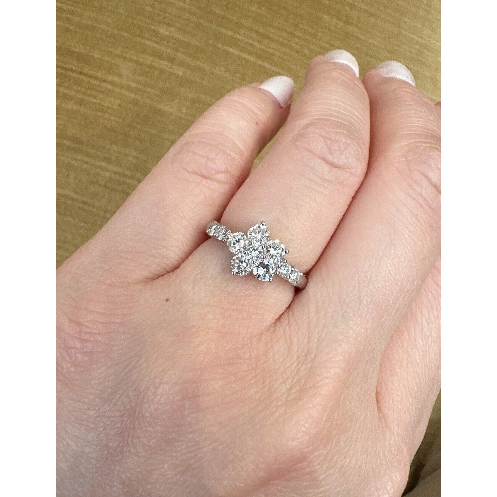 Natural Round Diamond Floret Band Ring 1.04 cttw in Platinum