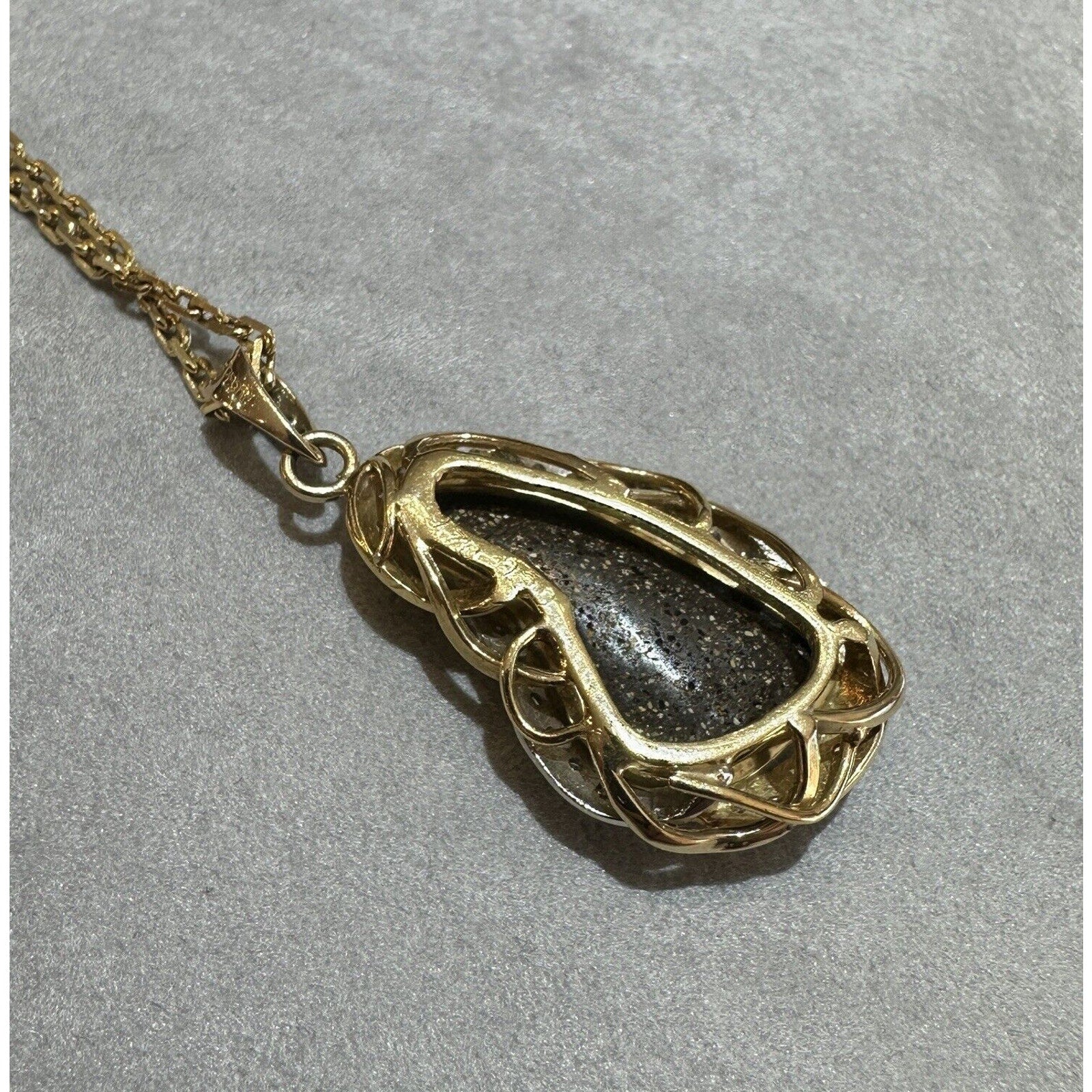 Boulder Opal & Diamond Pendant Necklace in 18k Yellow Gold