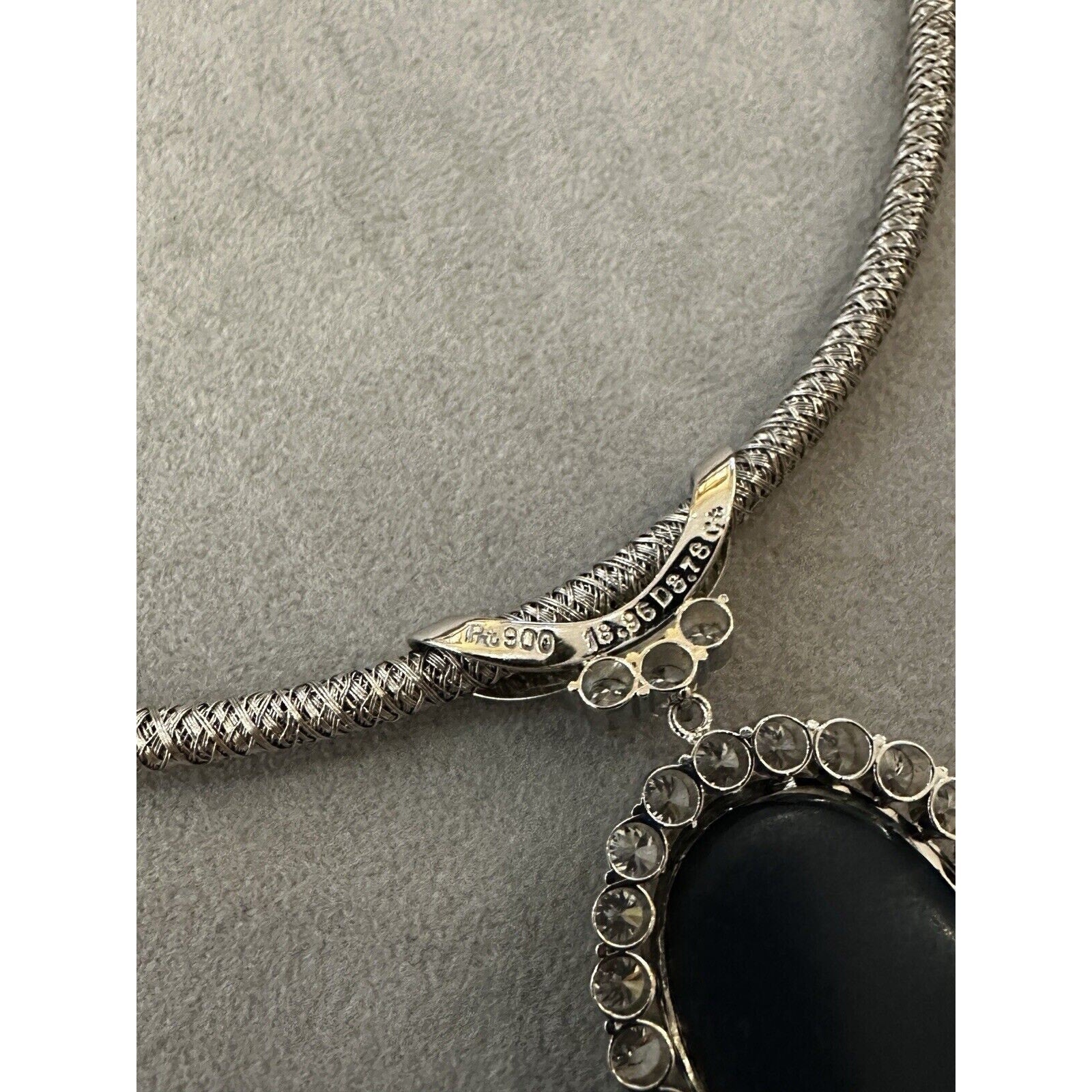 GIA Certified Black Opal and Diamond Pendant Necklace in Platinum/18k Gold
