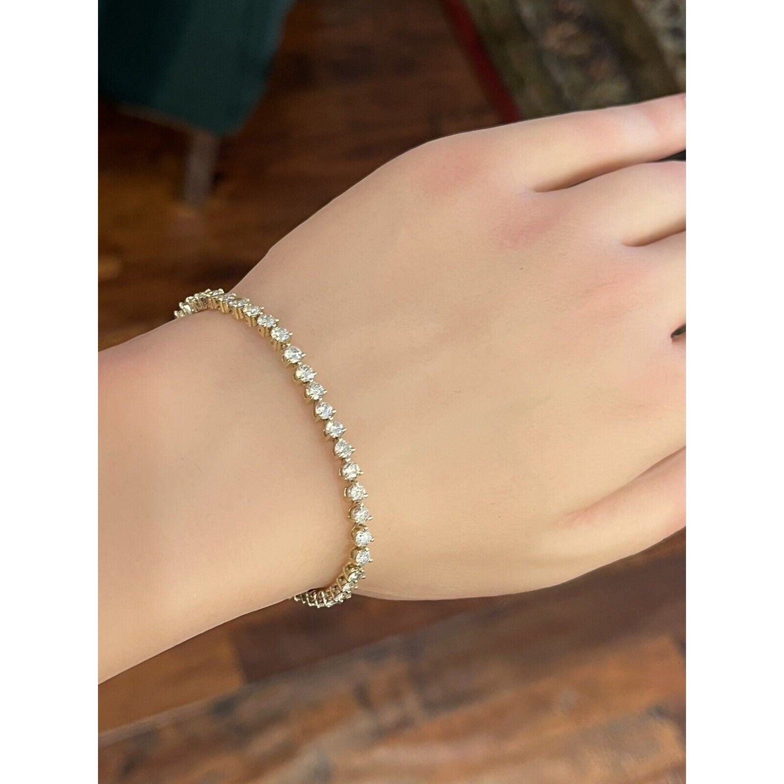 Natural Round Diamond Tennis Bracelet 4.91 cttw in 18k Yellow Gold