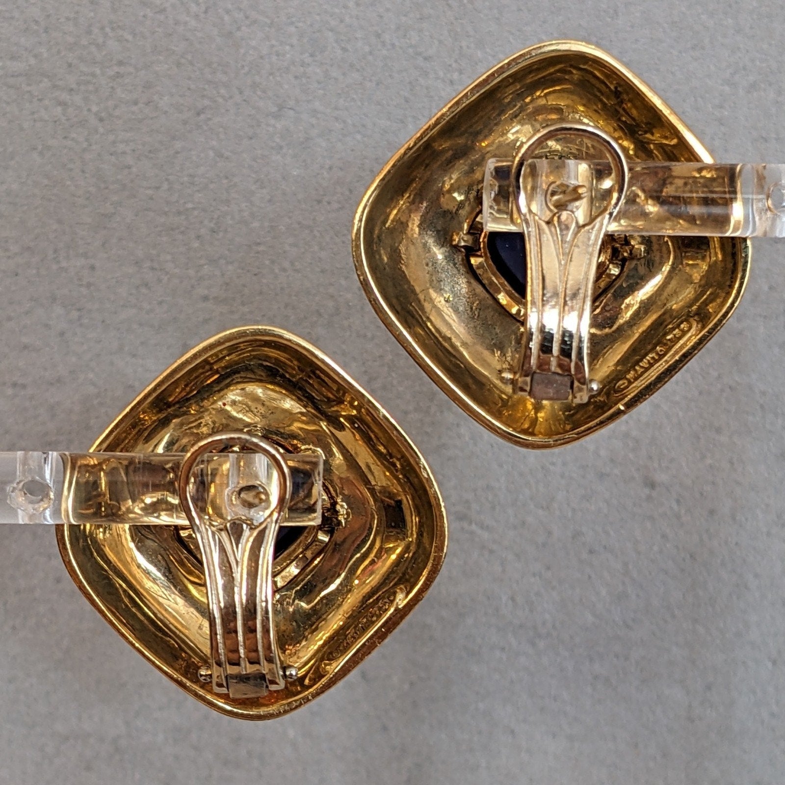 Mavito Enamel and Gemstone Button Earrings in 18k Yellow Gold