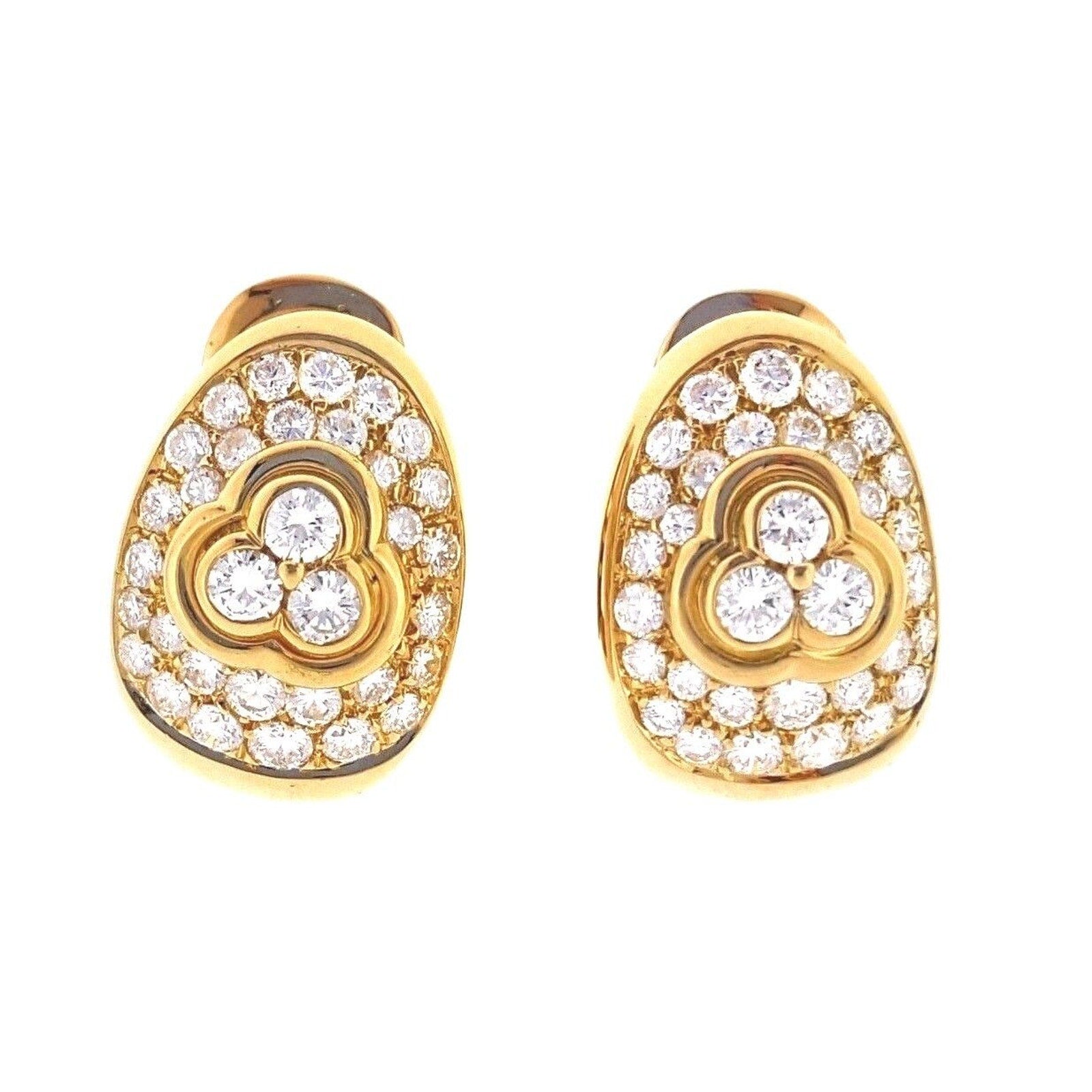 2.00 ct Diamond Pave Oval Dome Earrings in 18k Yellow Gold