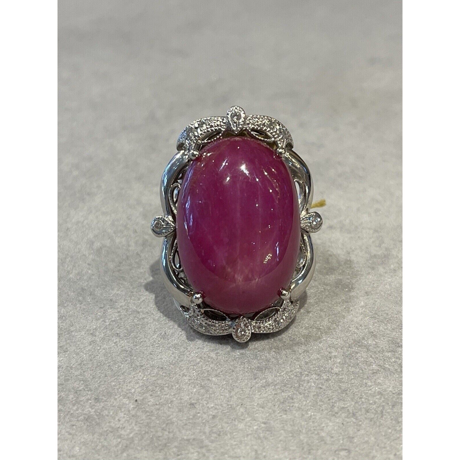 AIGS Certified Star Ruby 38.34 ct No Heat Burma Ring in Platinum