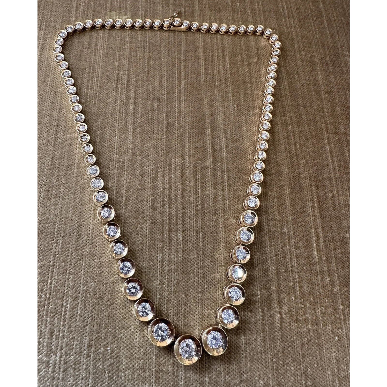 10.00 carats TW Diamond Tennis Necklace in 18k Yellow Gold 15 5/8" - HM2454ZI