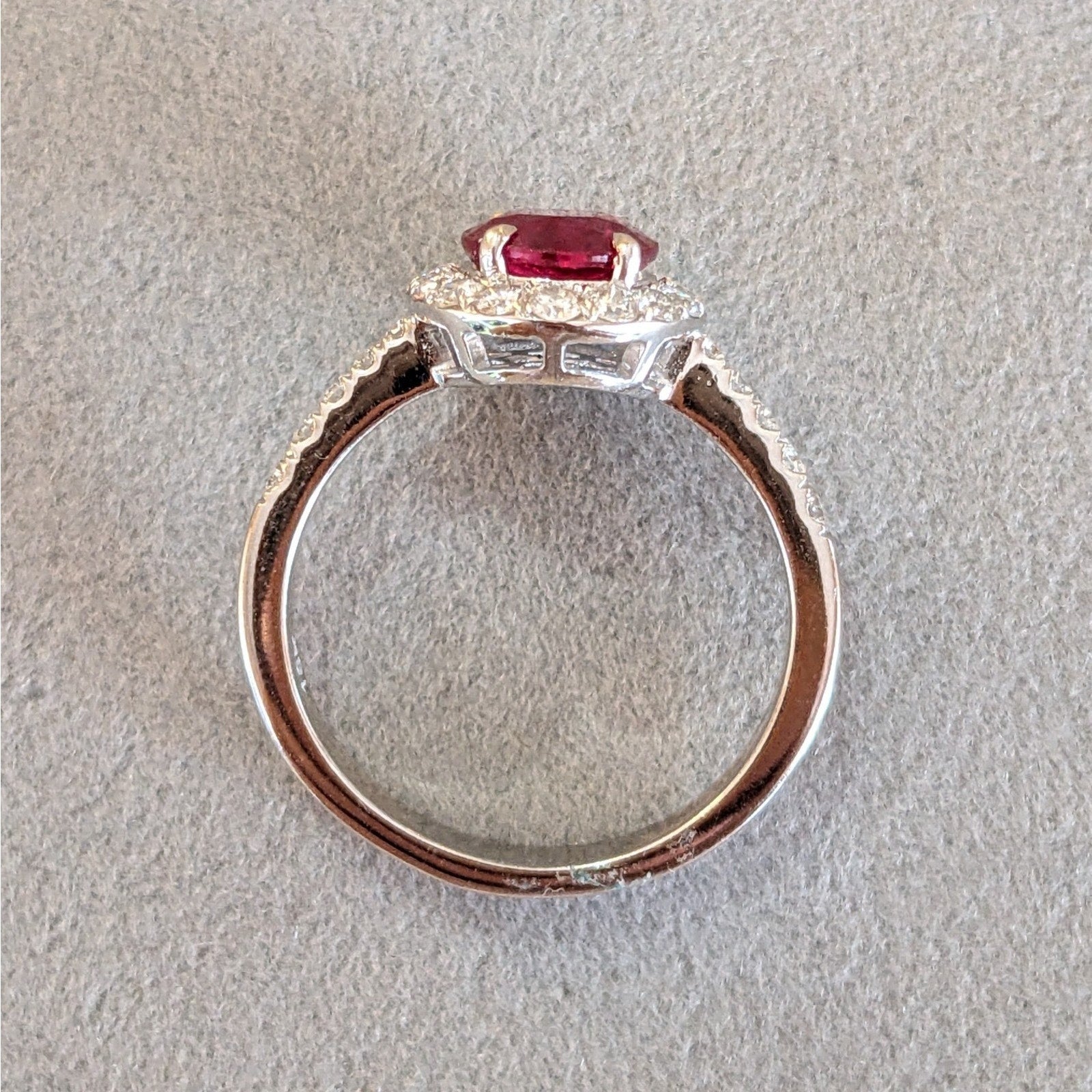 Natural Ruby and Diamond Halo Ring 2.51 cttw in 18K White Gold