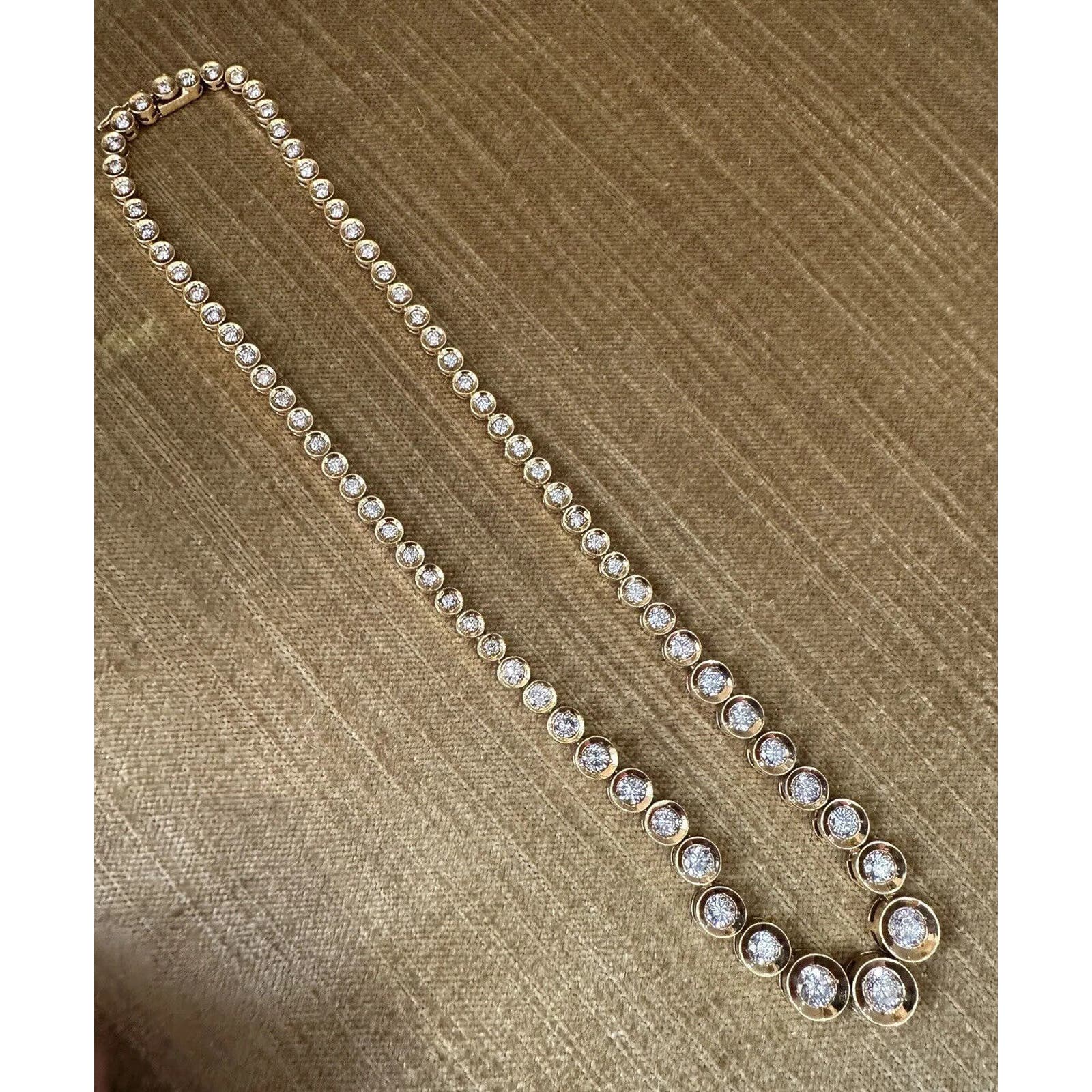 10.00 carats TW Diamond Tennis Necklace in 18k Yellow Gold 15 5/8" - HM2454ZI