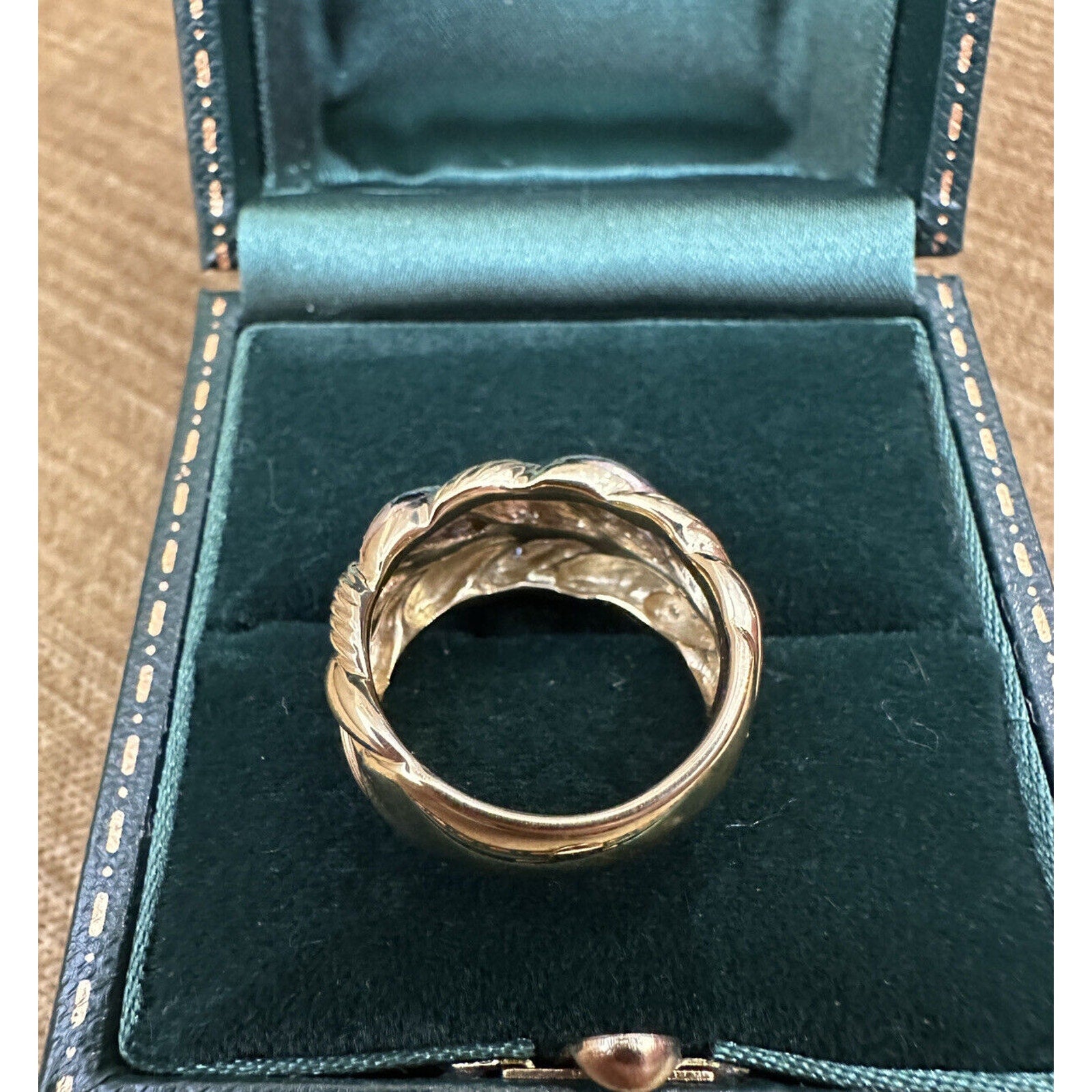 Carved Floral Diamond Band Ring in 18k Yellow Gold & Platinum