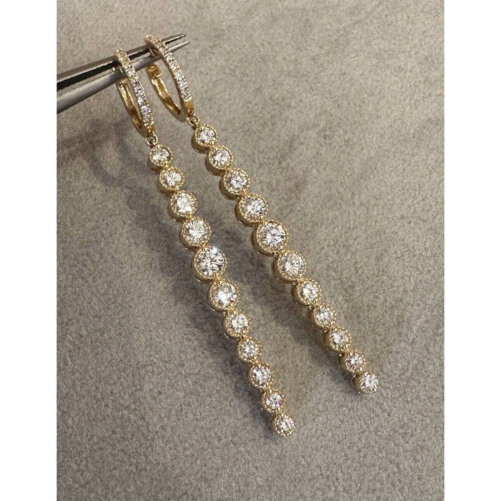Natural Diamond Drop Earrings 2.00 cttw in 18k Yellow Gold