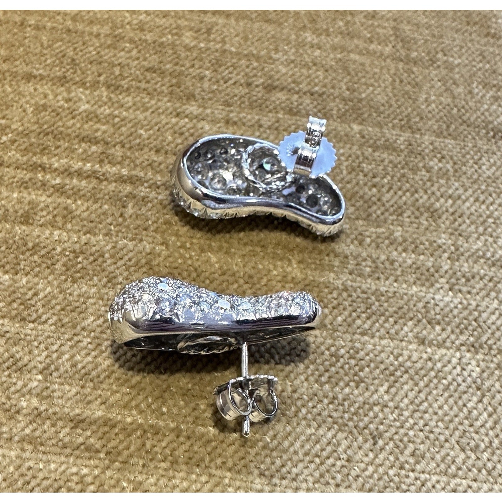 Natural Diamond Pave Teardrop Bean Earrings in Platinum & 18k White Gold
