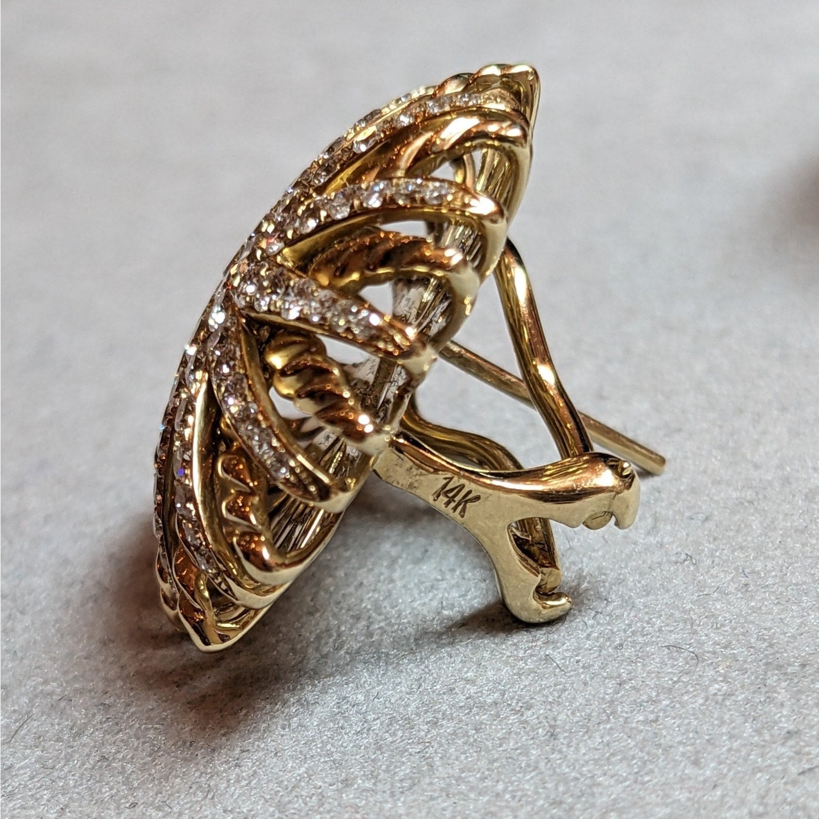 Natural Diamond Starburst Earrings in 14k Yellow Gold