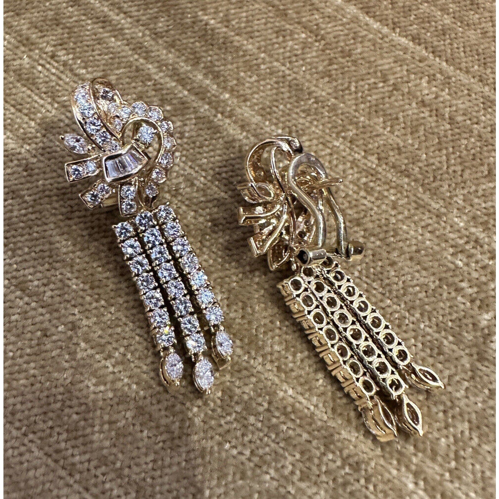 Mixed Cut Diamond Drop Earrings in 18k Yellow Gold
