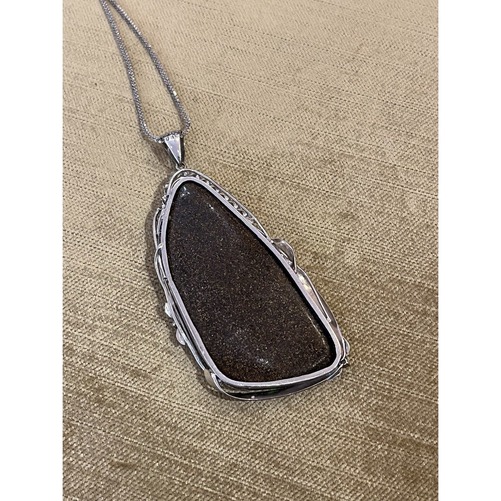 Large 72.85 ct Boulder Opal and Diamond Pendant Necklace in Platinum