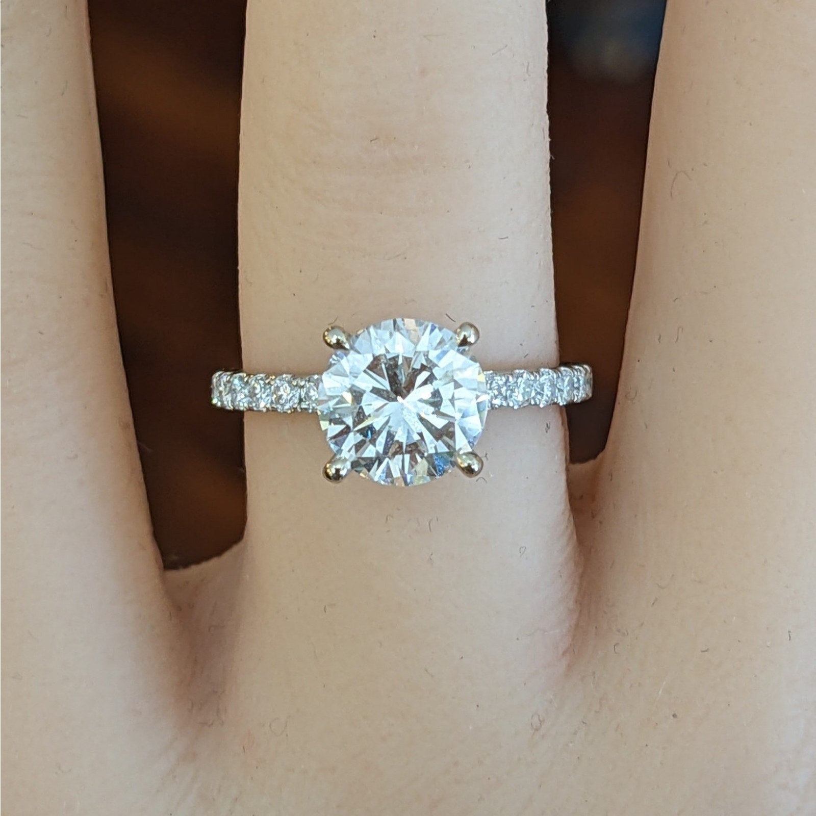 GIA 2.03 ct Round Diamond w/ Hidden Halo Ring in 18k White Gold