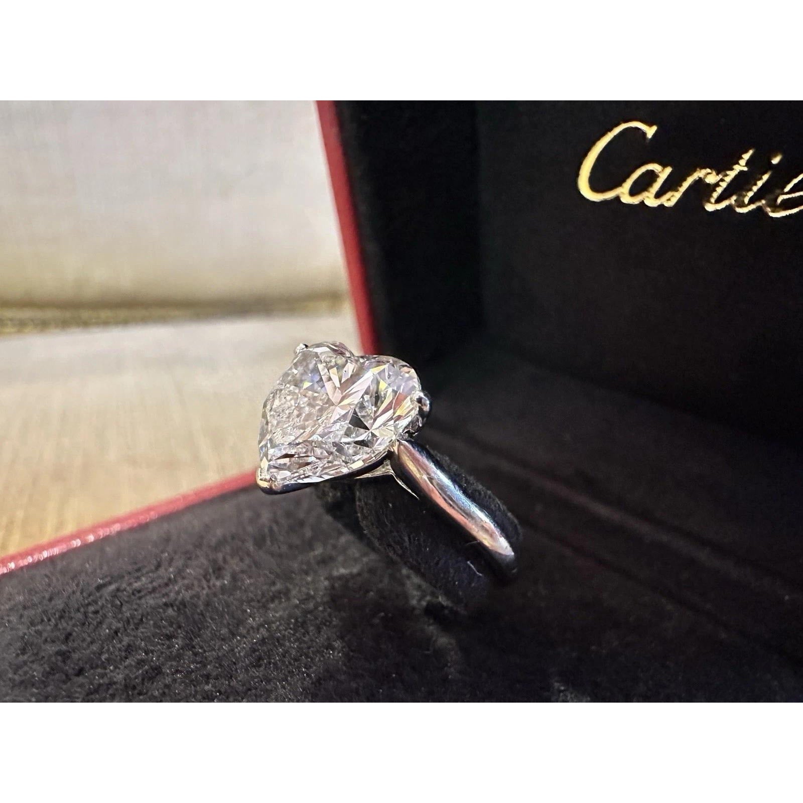 GIA Cartier 4.19ct D-VS2 Heart Brilliant Diamond Solitaire Platinum Ring