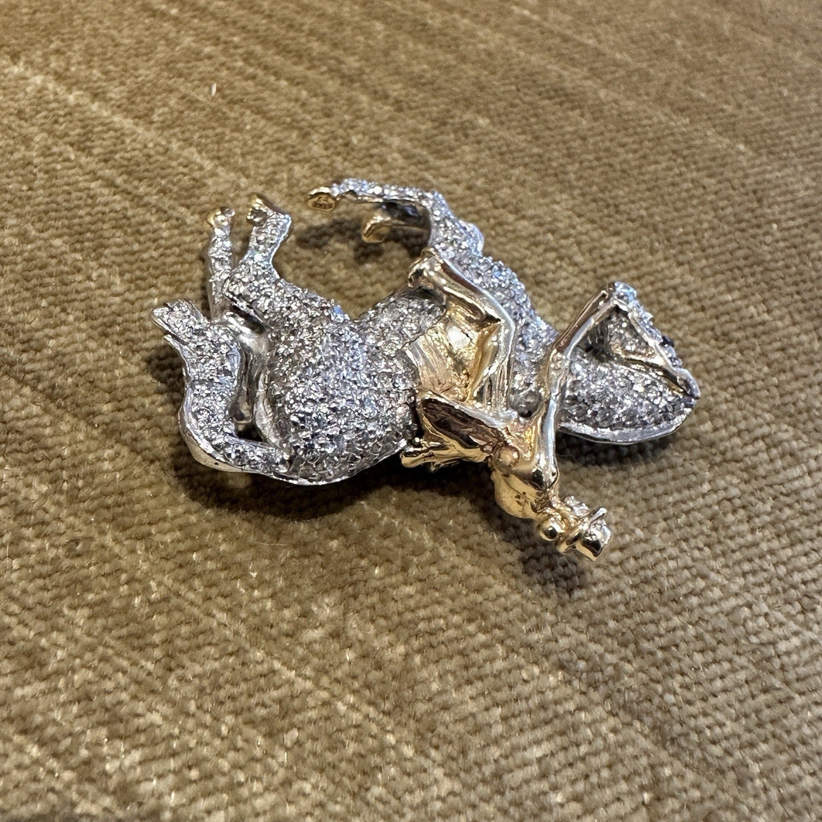 Van Dell Diamond Pave Horse & Rider Pin/Pendant in 14k Gold