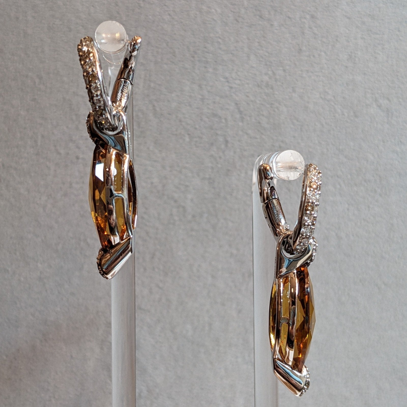 Adamas Citrine and Diamond Drop Earrings in 18k White Gold