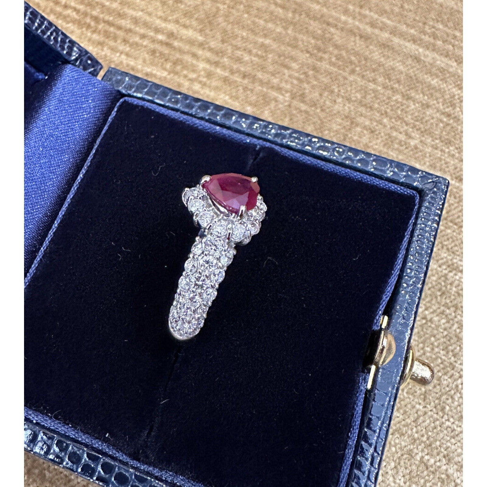 GIA Burma 1.12 ct Heart Shaped Ruby & Diamond Ring in Platinum