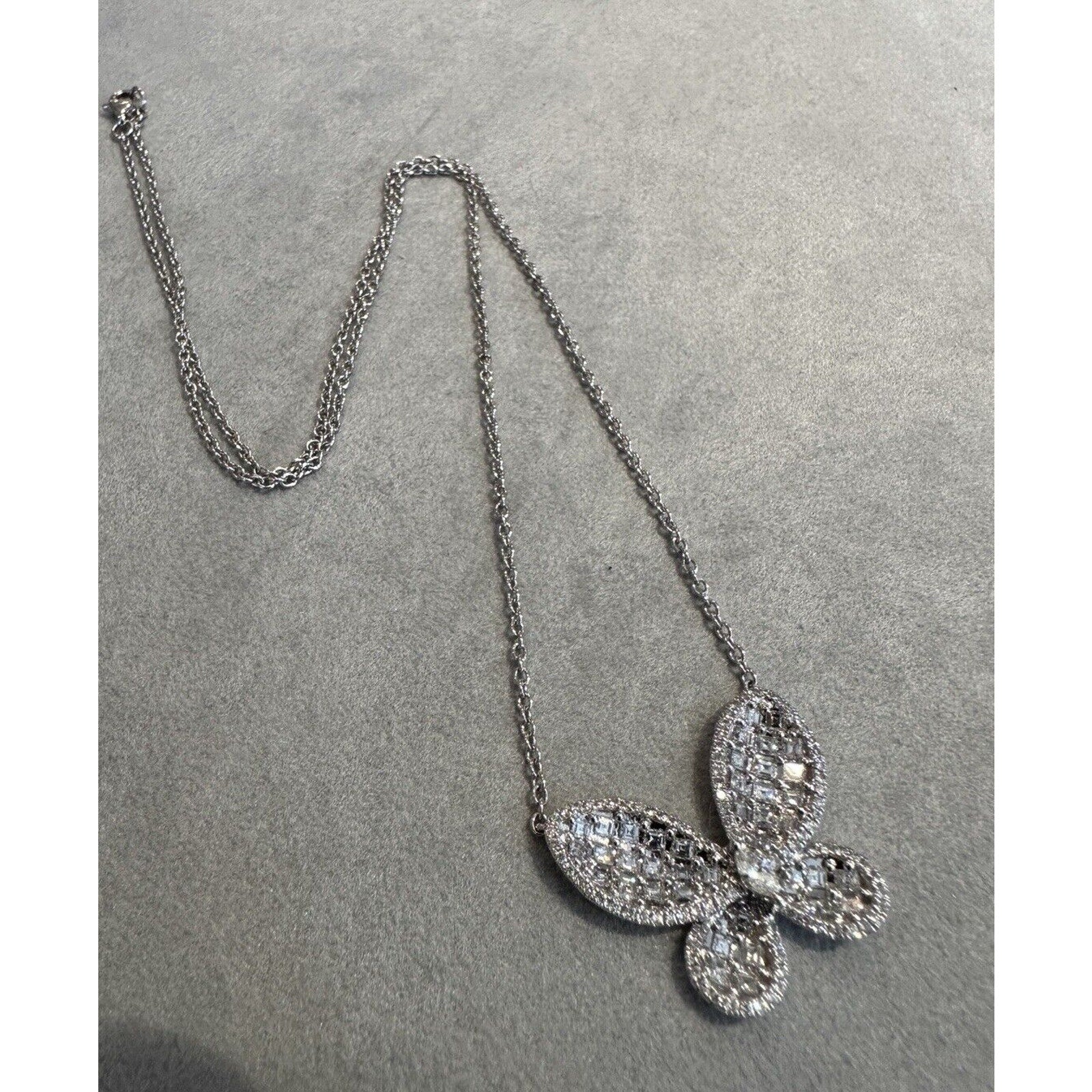 Pave Diamond Butterfly Pendant Necklace 1.50 cttw in 18k White Gold