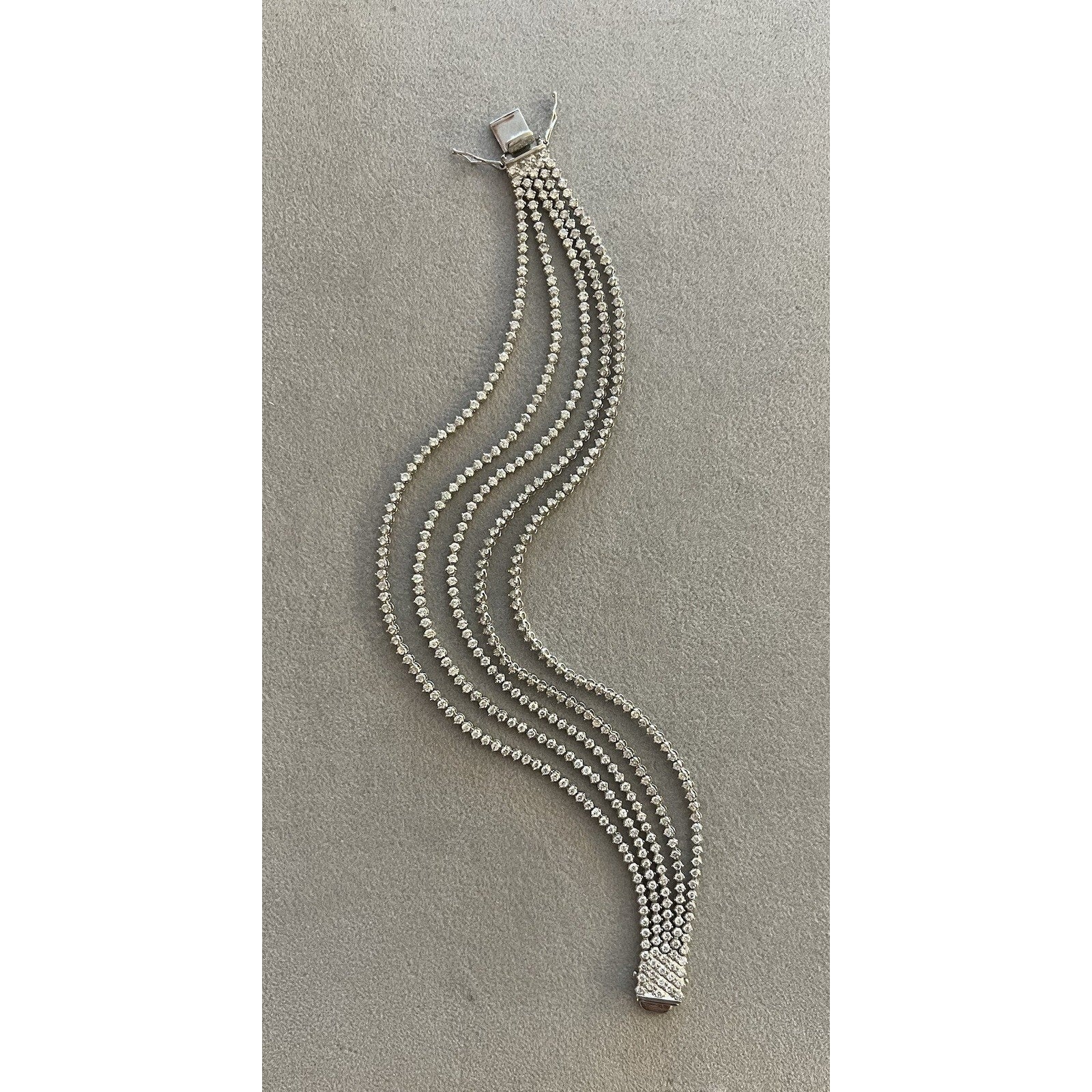 Five Strand Round Diamond Tennis Bracelet 5.00 cttw in Platinum