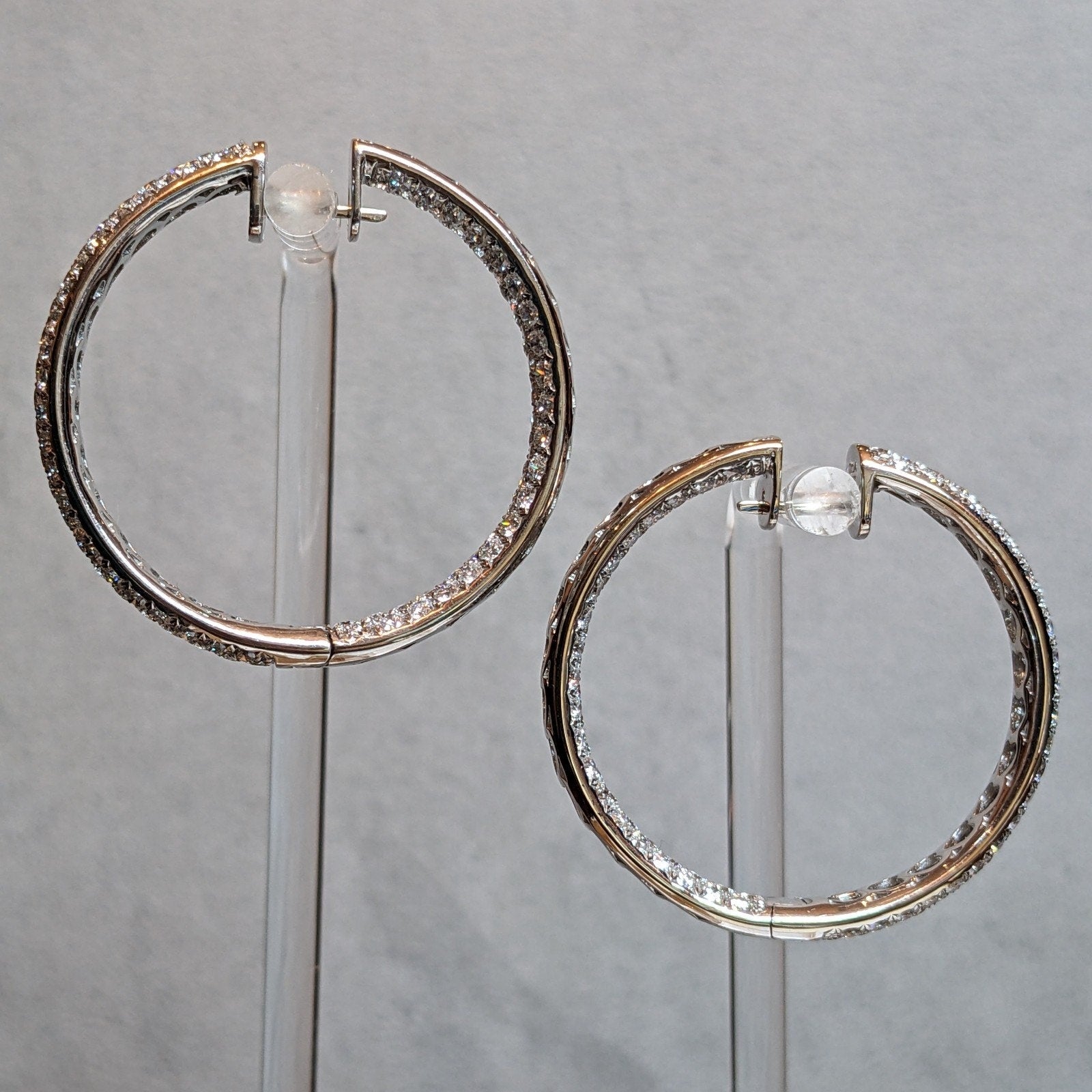 9.50 ct Round Pave Diamond Hoop Earrings in 18k White Gold by Odelia