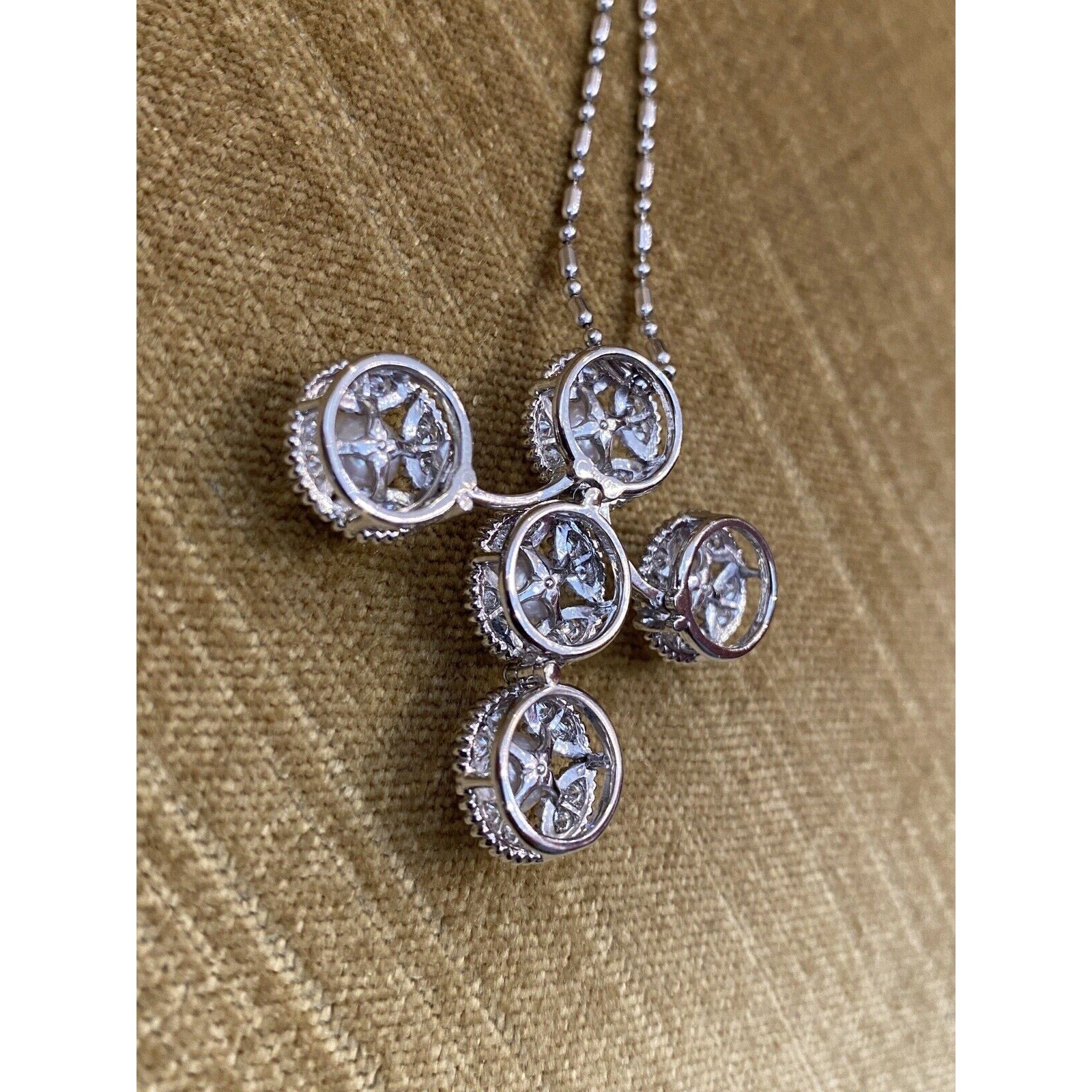 Diamond and Pearl Cross Pendant Necklace in Platinum
