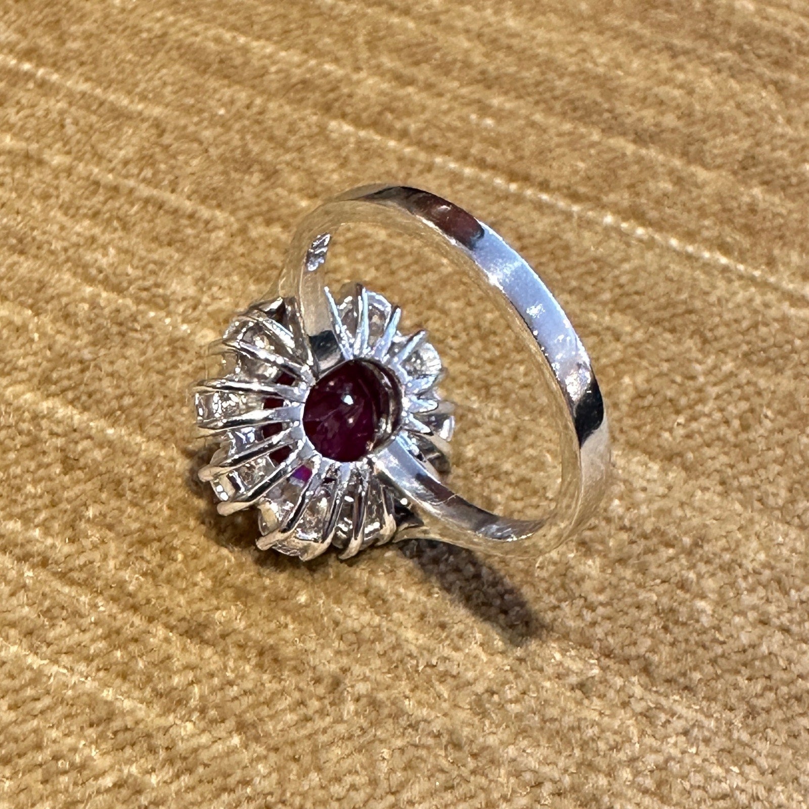 AGL Certified Unheated Cushion Ruby Ring with Diamonds in Platinum - HM2591