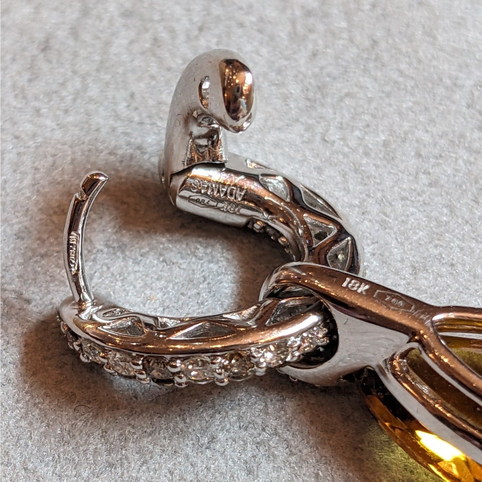 Adamas Citrine and Diamond Drop Earrings in 18k White Gold