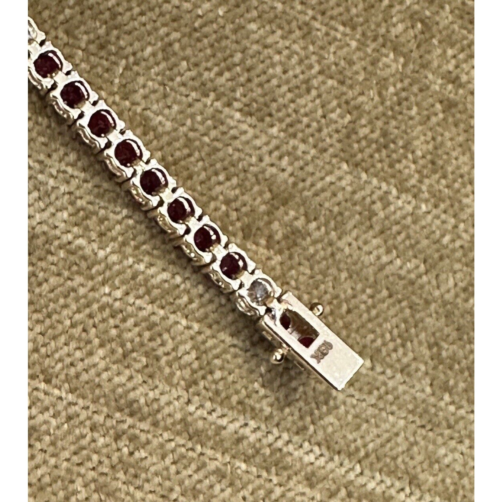 Unheated Ruby and Diamond Line Tennis Bracelet in 18k Yellow Gold