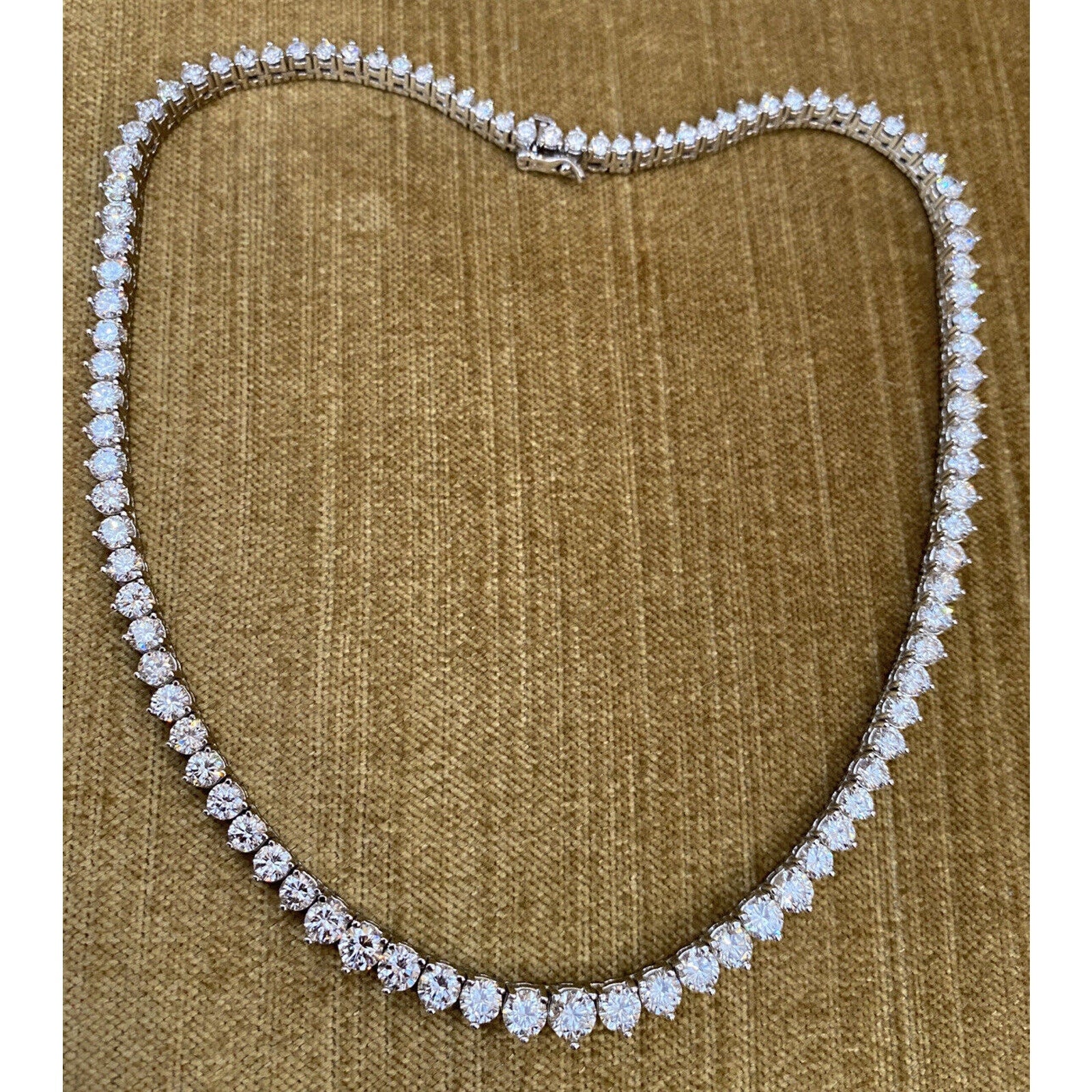 15 in Graduated Diamond Riviera Necklace 19.45 cttw in 14k White Gold