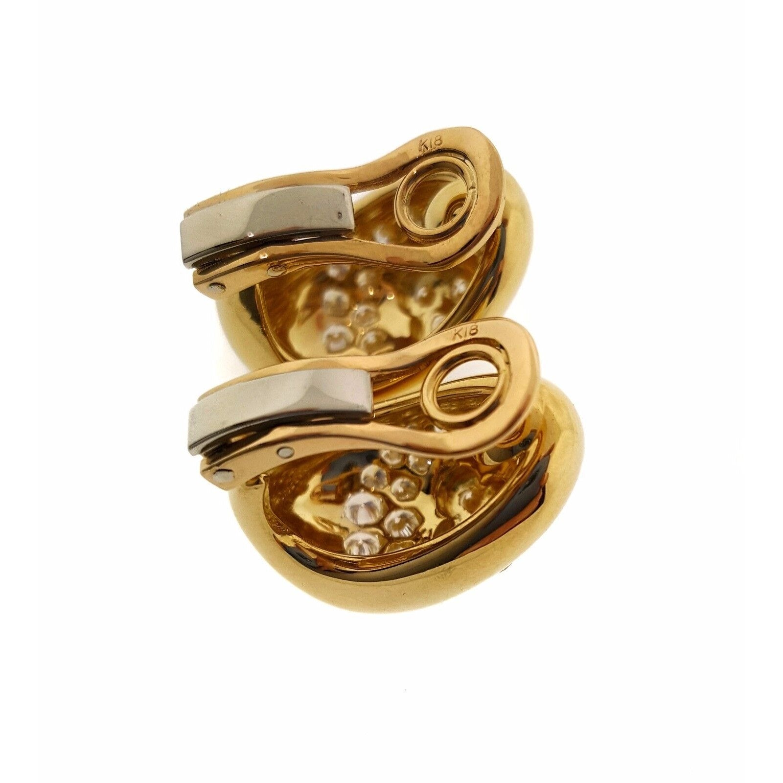 2.00 ct Diamond Pave Oval Dome Earrings in 18k Yellow Gold