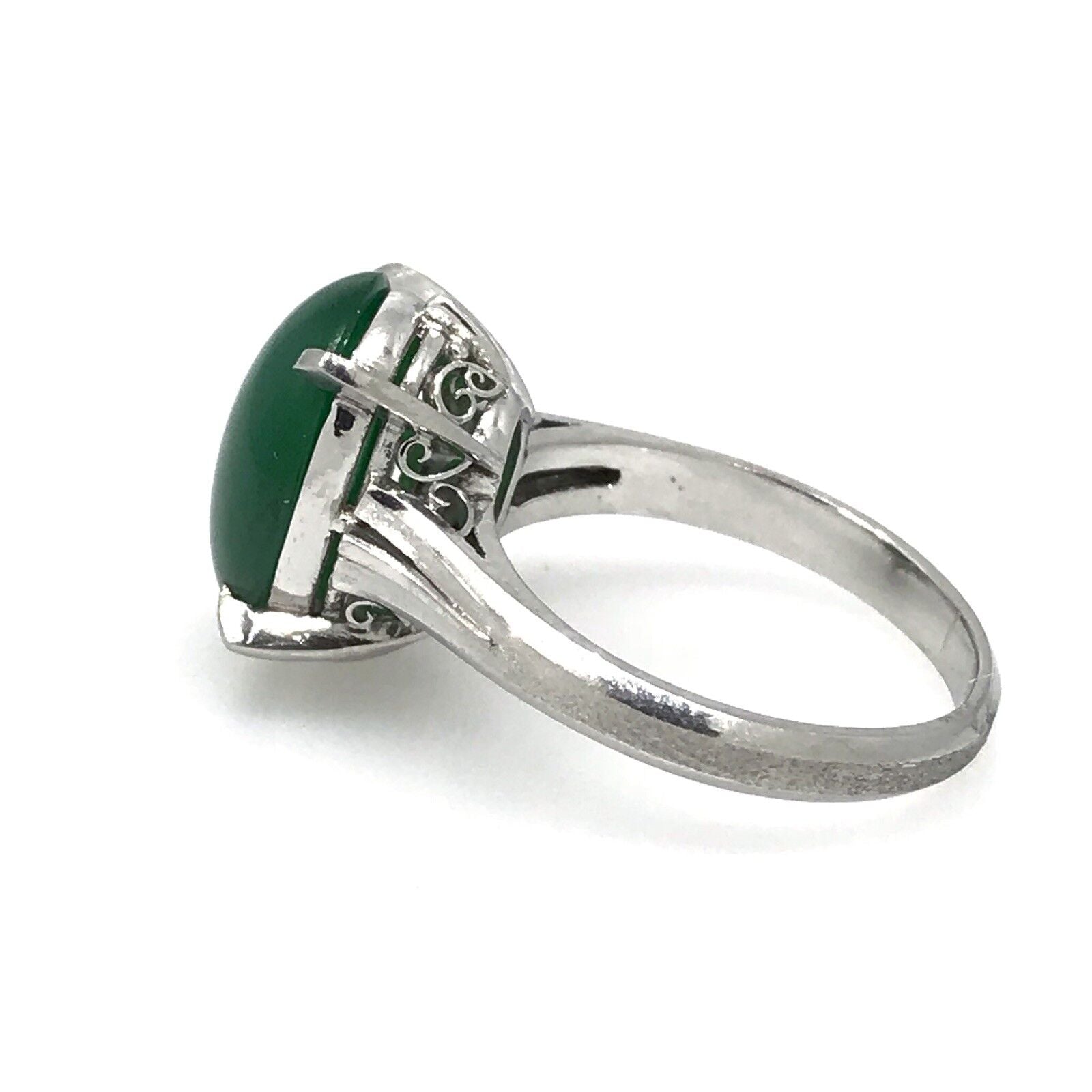GIA Certified Oval Jadeite Jade Solitaire Ring in Platinum