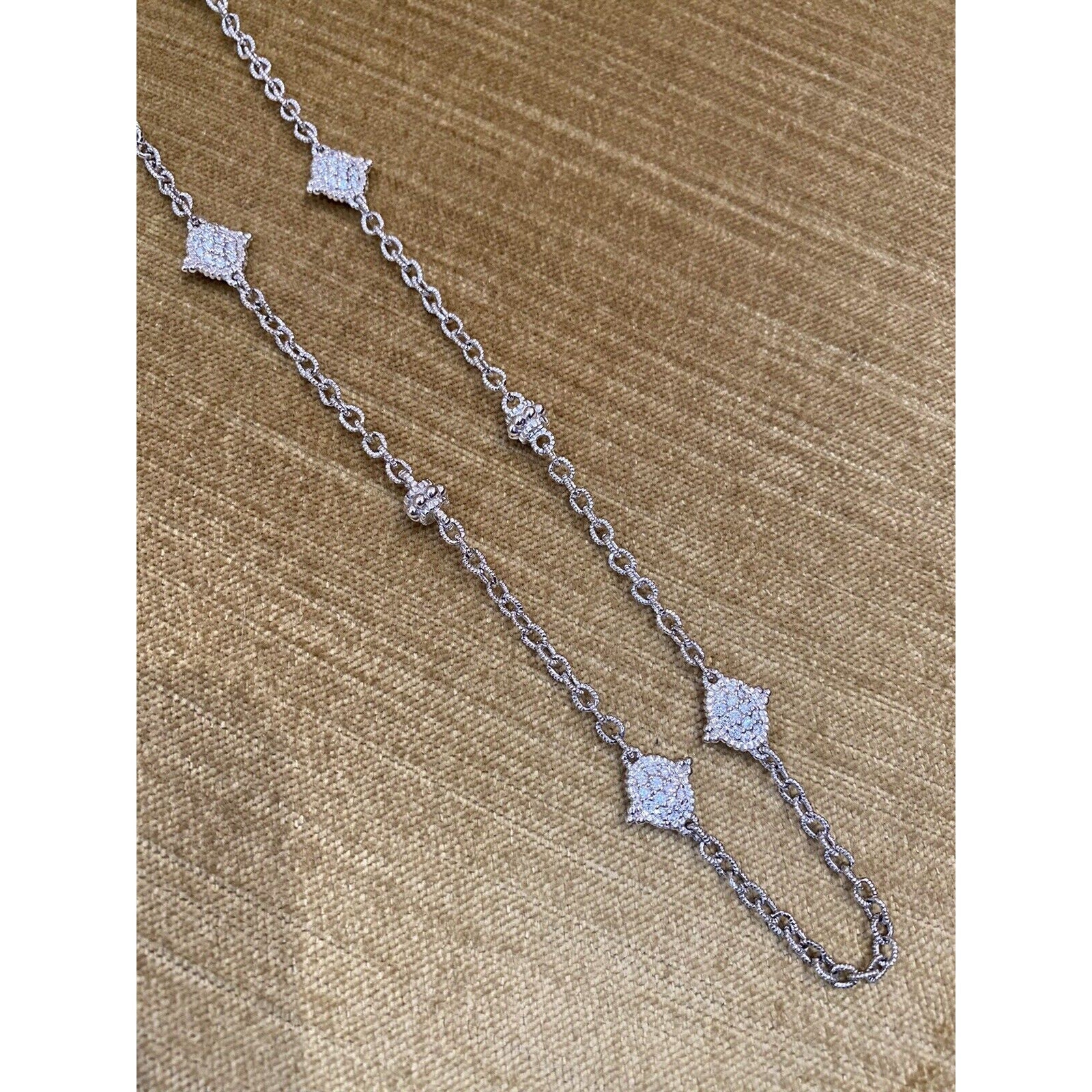 Judith Ripka 35" Long Pave Diamond Station Necklace in 18k White Gold -HM2258BB