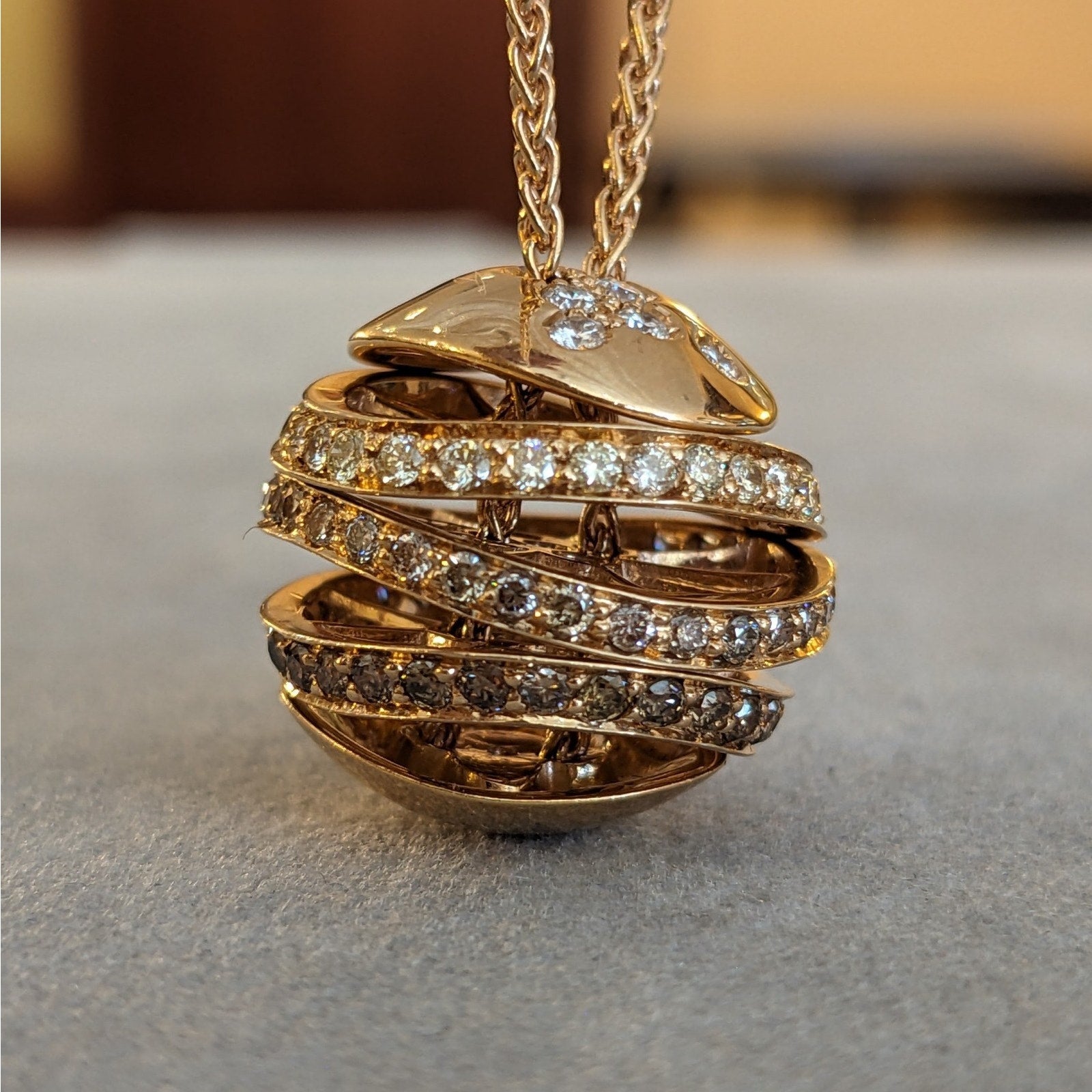 iO Si Italy Diamond Bauble Pendant Necklace in 18k Rose Gold
