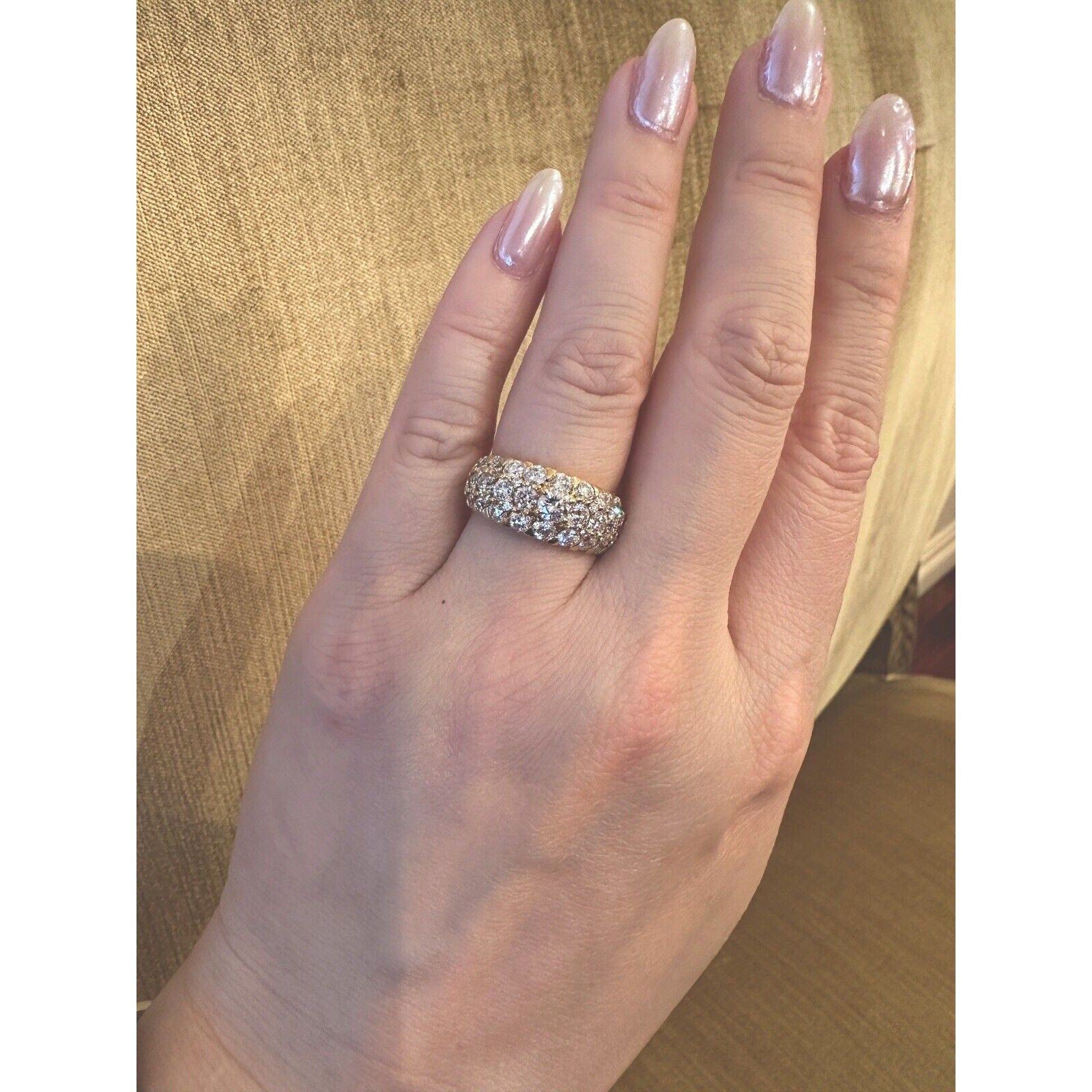 Pave Diamond Dome Ring 3.46 ctw in 18k Yellow Gold - HM2460A