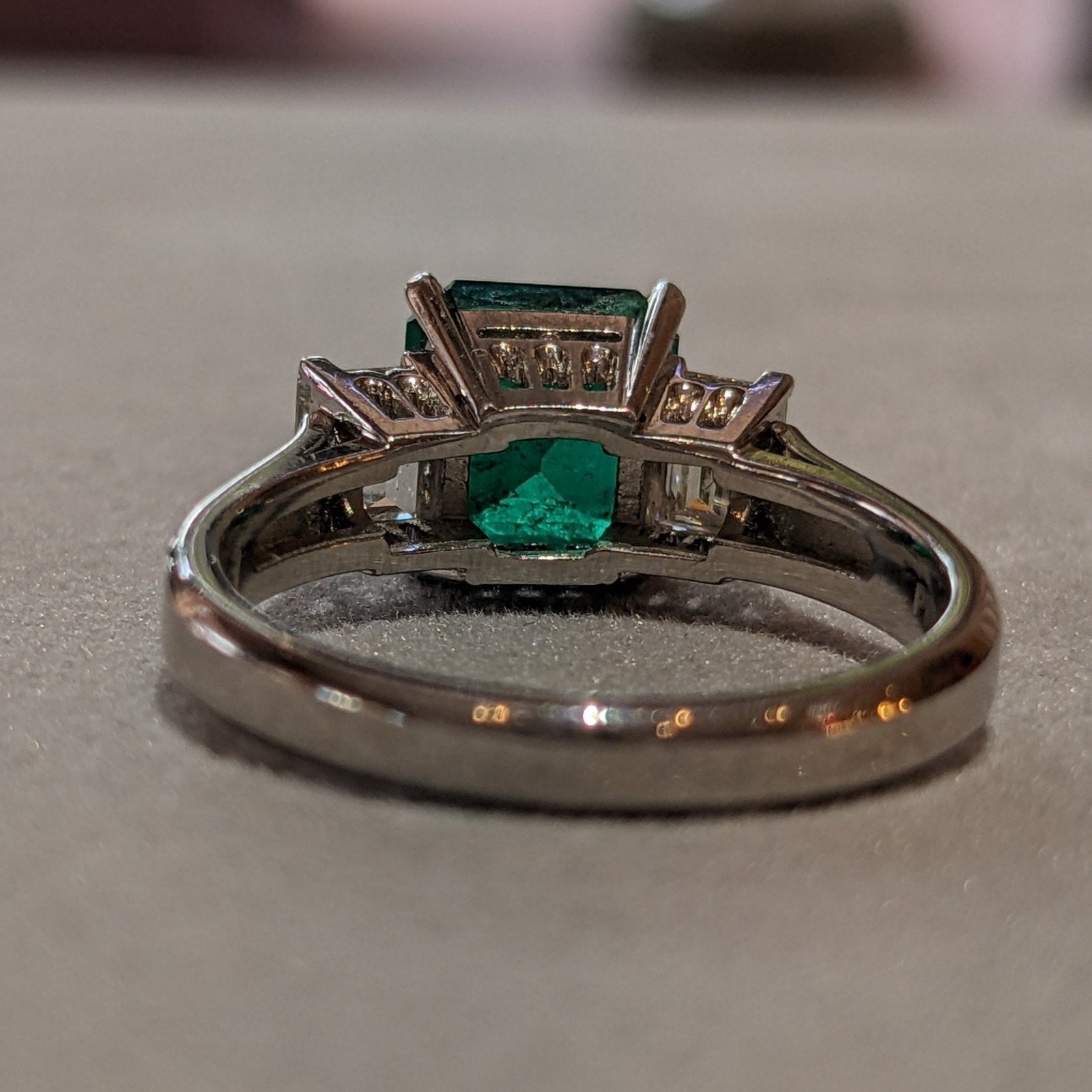 GIA 1.56 ct Colombian Emerald and Diamond 3-Stone Ring in Platinum