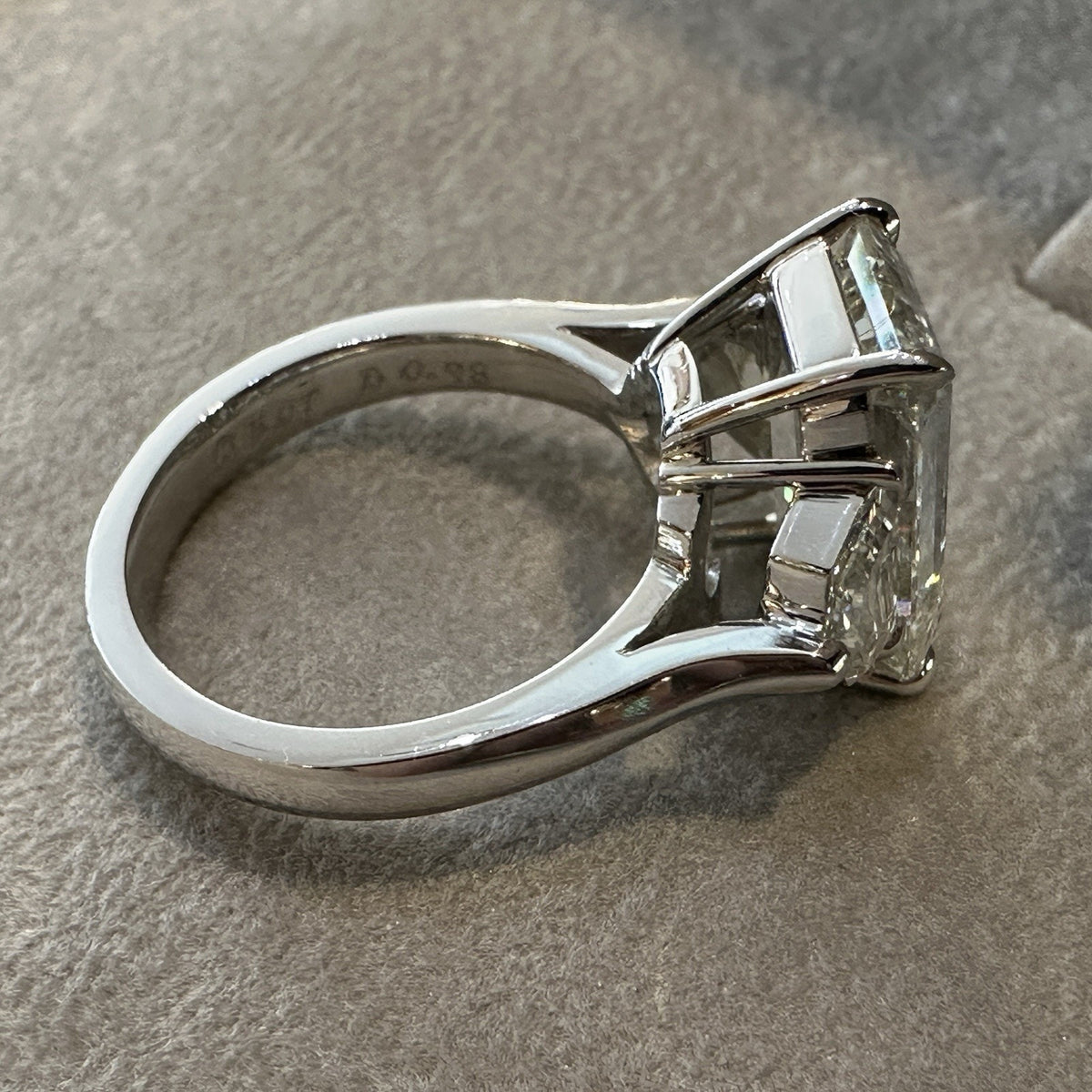 GIA 5.07 ct J-VVS2 Emerald Cut Diamond 3-Stone Ring in Platinum